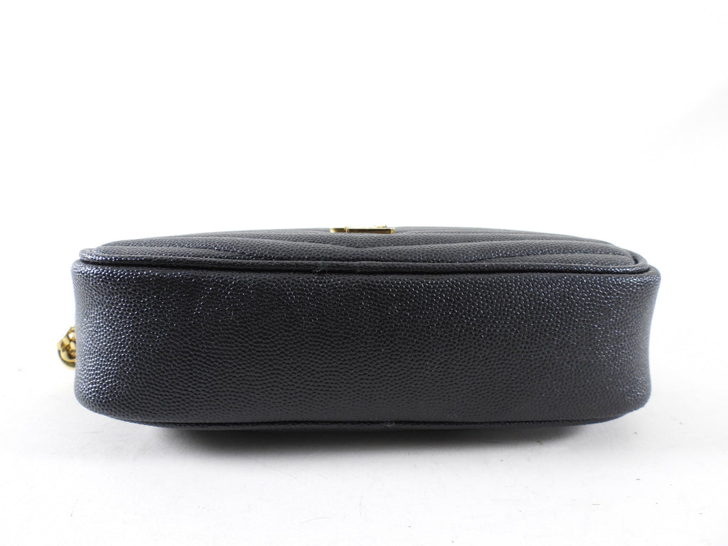 Saint Laurent Black Chevron Mini Lou Lou chain Tassel Camera Bag