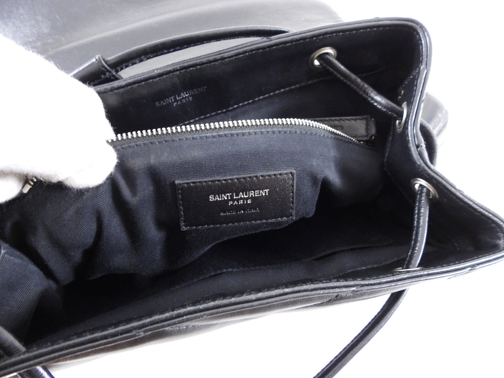 Saint Laurent Black Leather Lou Lou Quilted Backpack