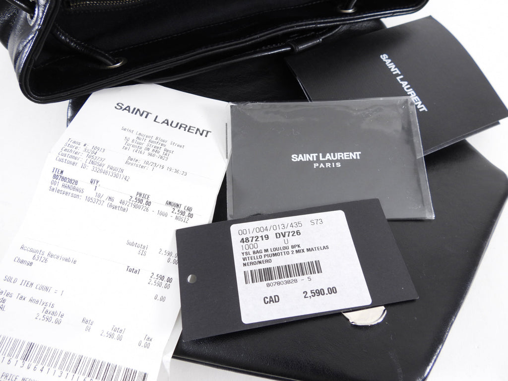 Saint Laurent Black Leather Lou Lou Quilted Backpack