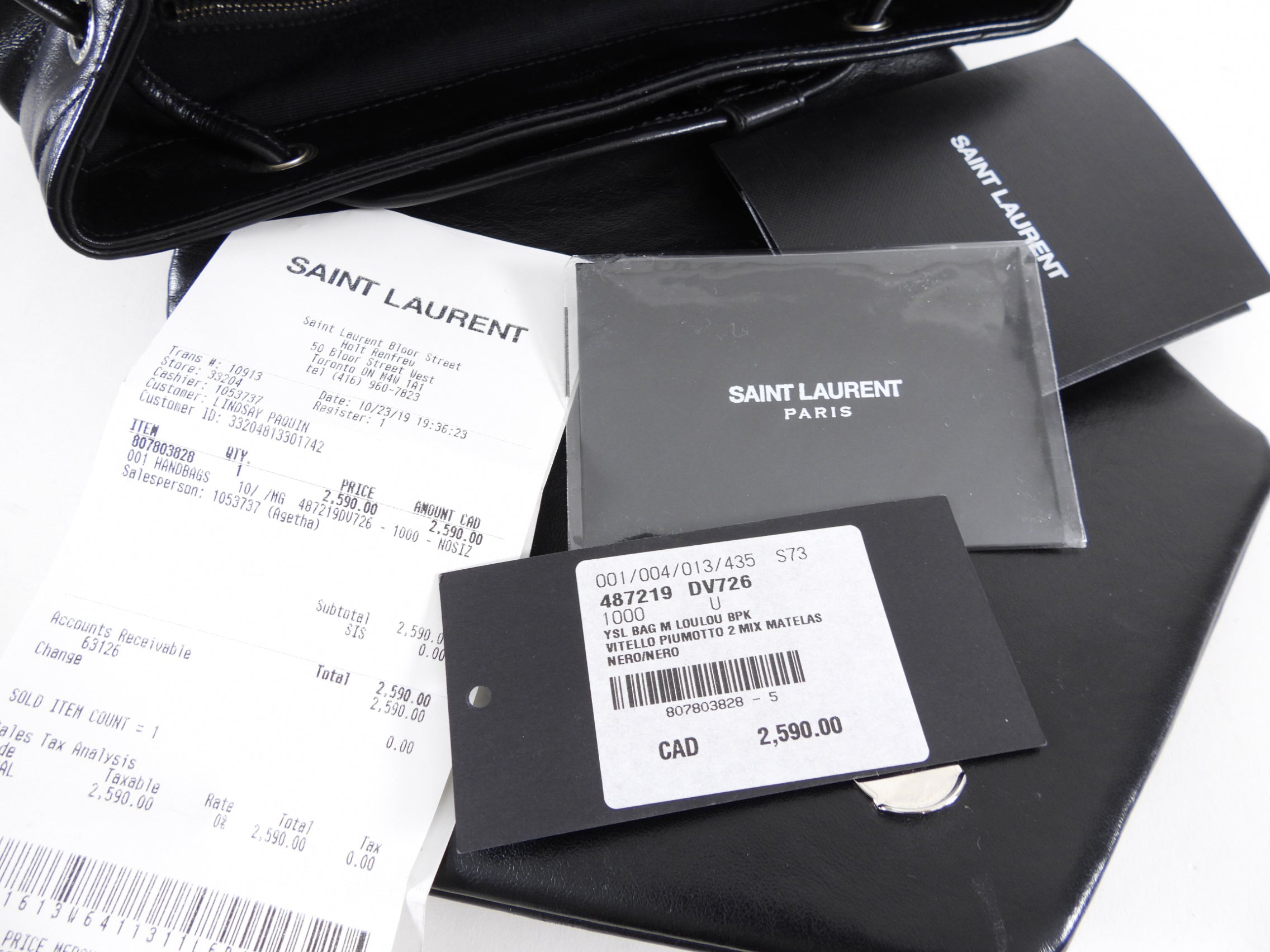 Saint Laurent Black Leather Lou Lou Quilted Backpack