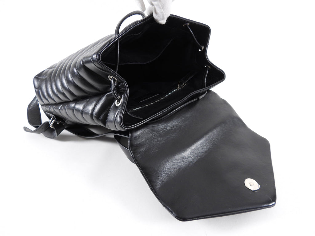 Saint Laurent Black Leather Lou Lou Quilted Backpack