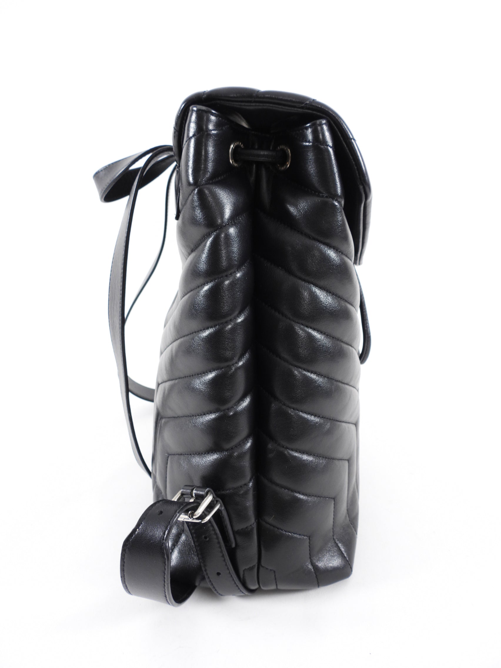 Saint Laurent Black Leather Lou Lou Quilted Backpack