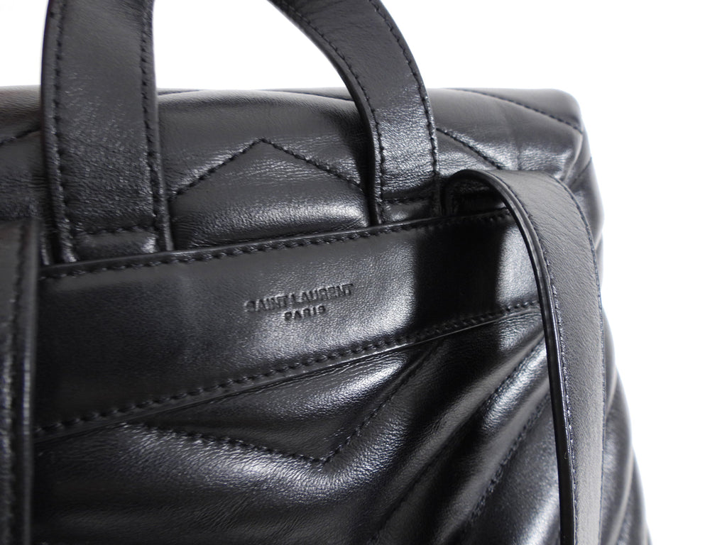 Saint Laurent Black Leather Lou Lou Quilted Backpack