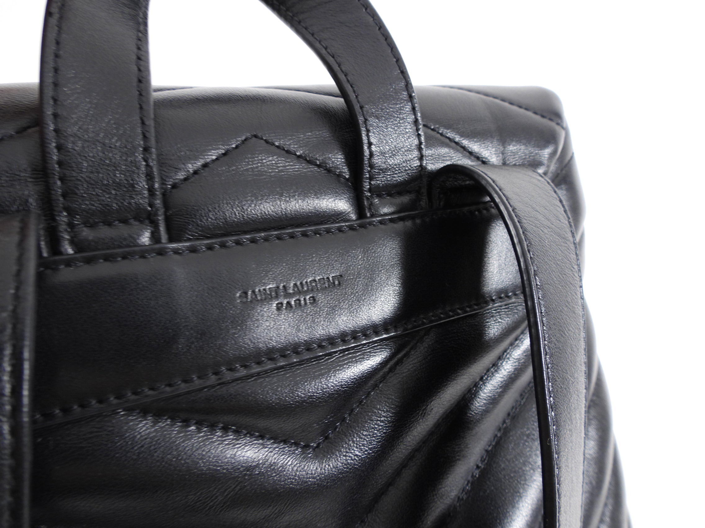 Saint Laurent Black Leather Lou Lou Quilted Backpack