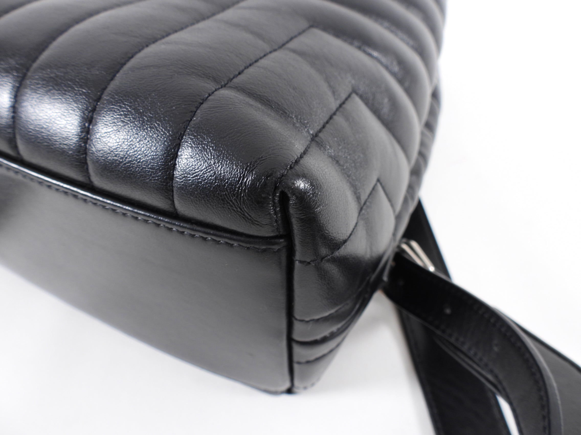 Saint Laurent Black Leather Lou Lou Quilted Backpack