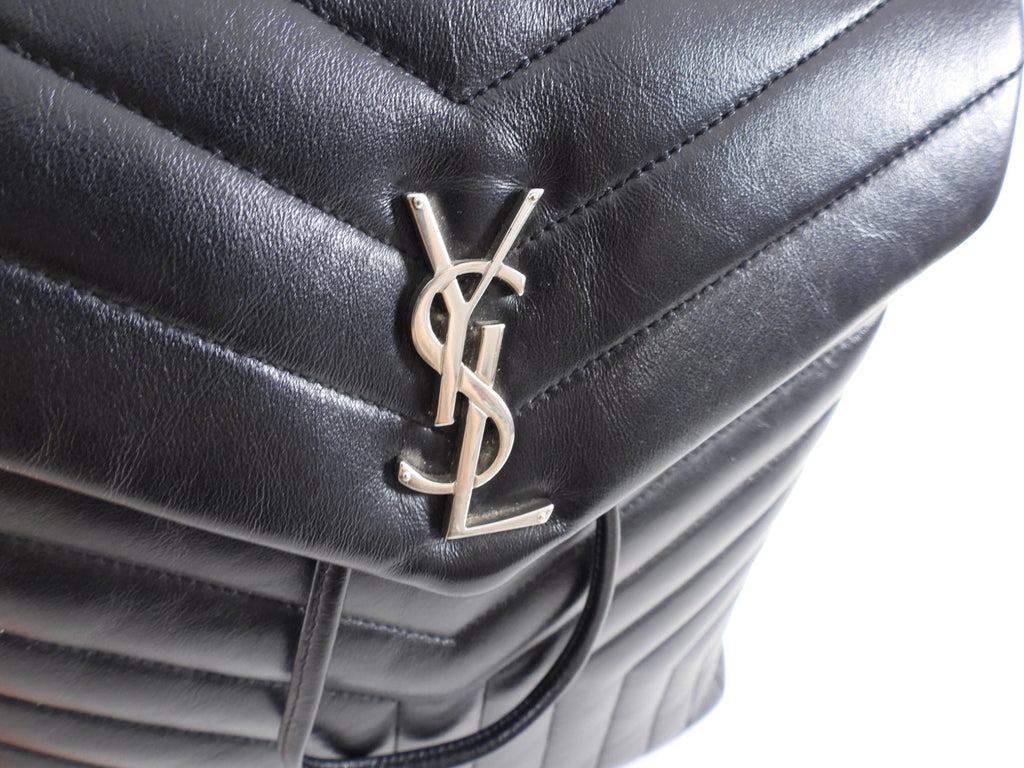 Saint Laurent Black Leather Lou Lou Quilted Backpack