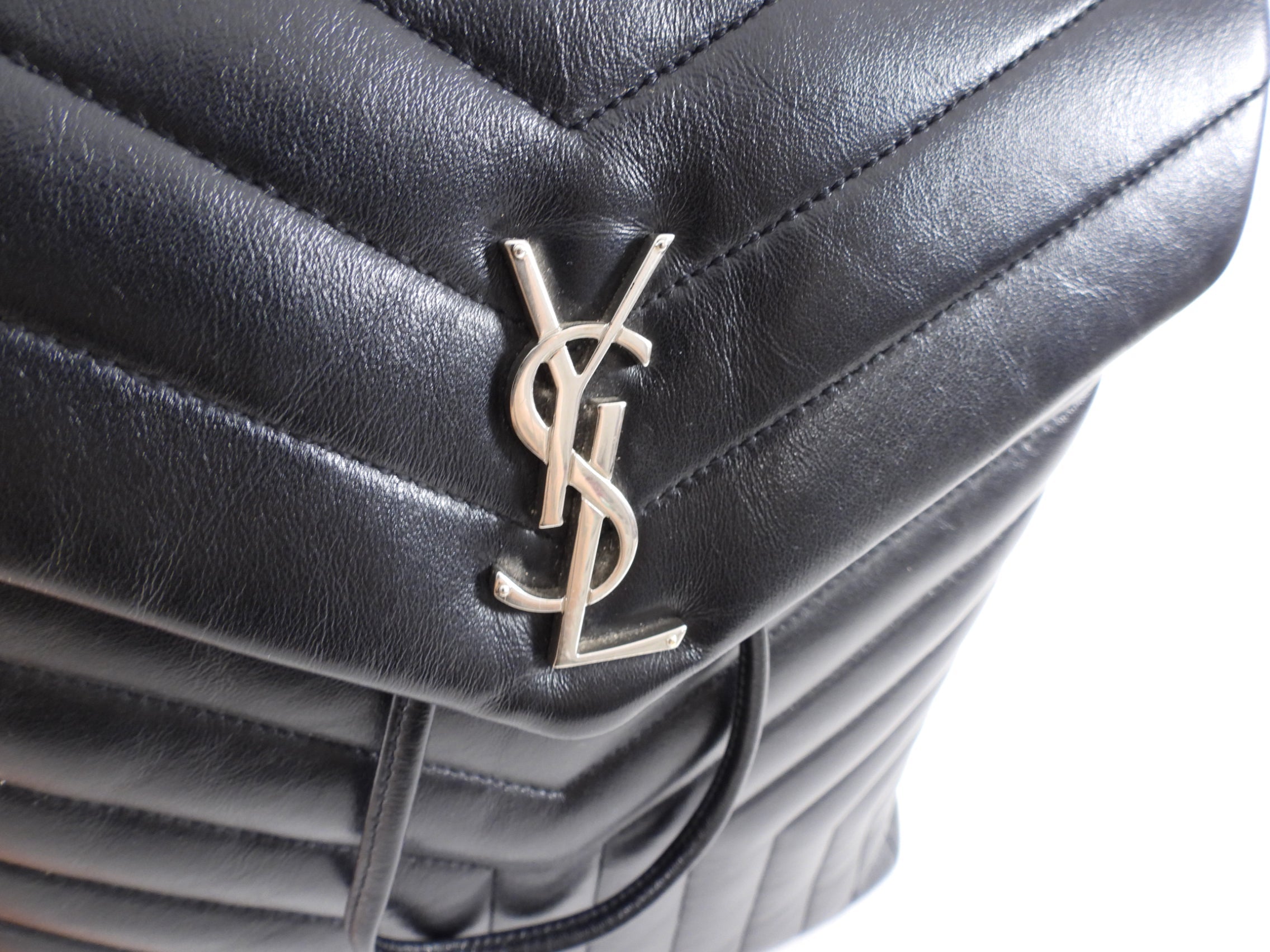 Saint Laurent Black Leather Lou Lou Quilted Backpack