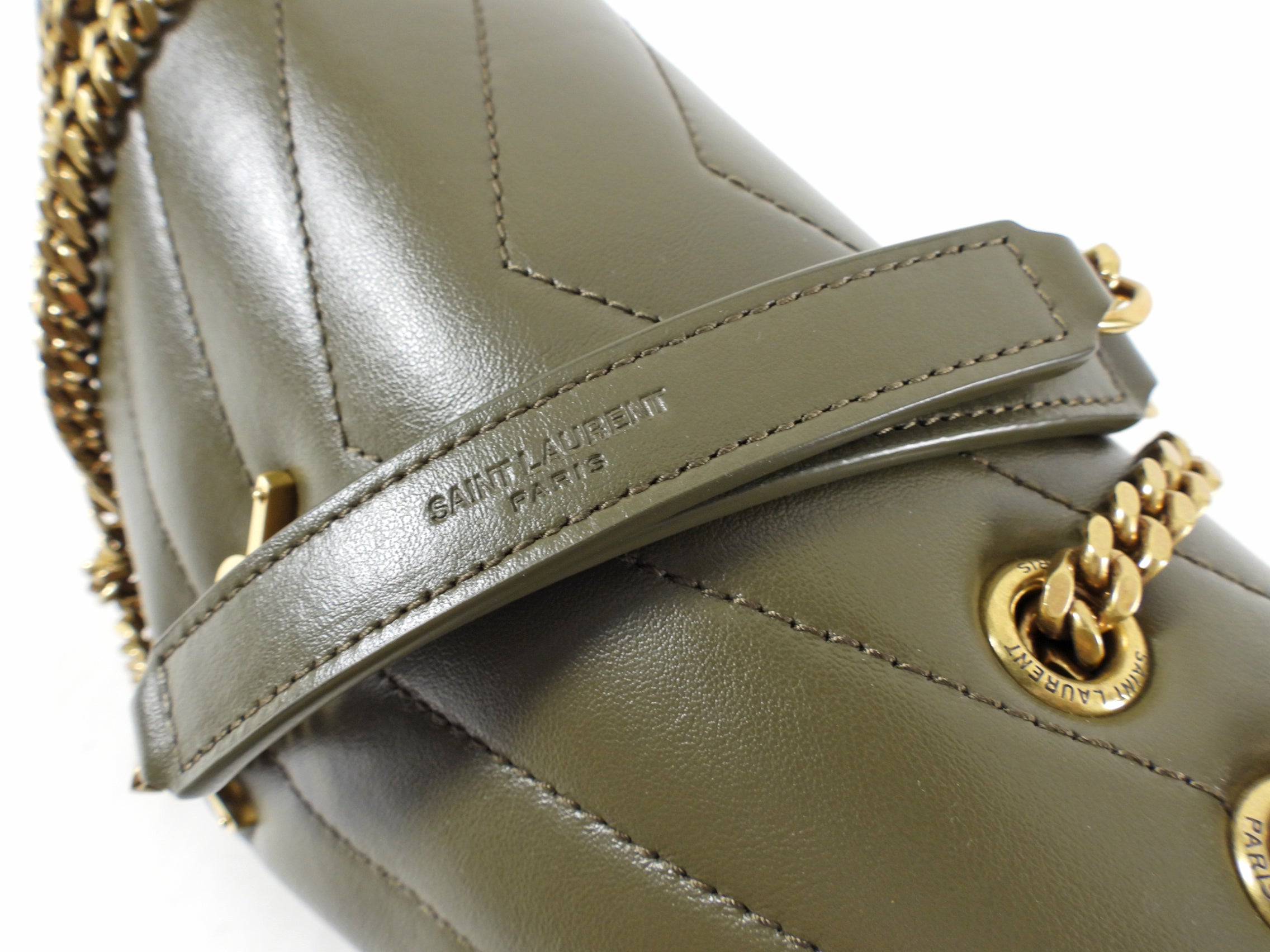 Saint Laurent Olive Green Small Lou Lou Shoulder Bag