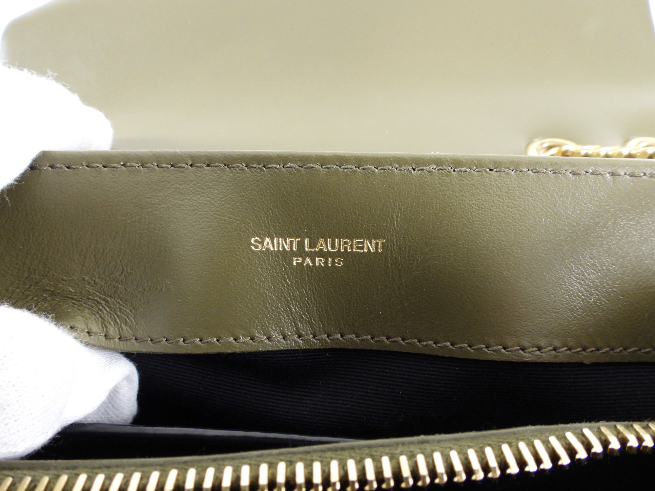 Saint Laurent Olive Green Small Lou Lou Shoulder Bag