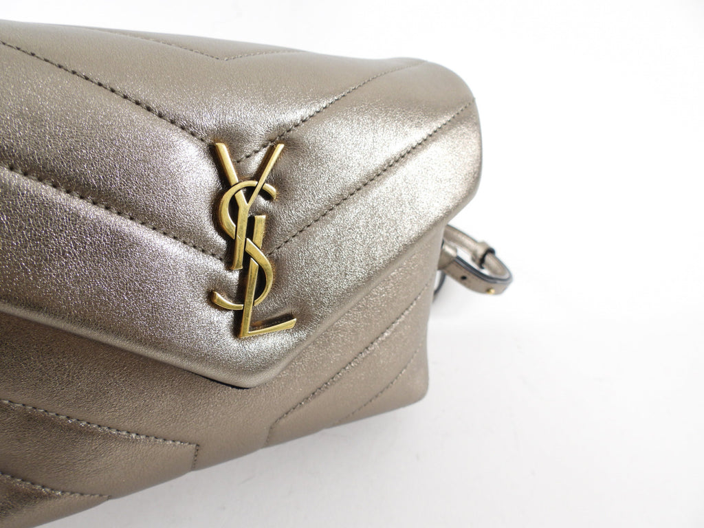 Saint Laurent Lou Lou Toy Metallic Pewter Leather Bag