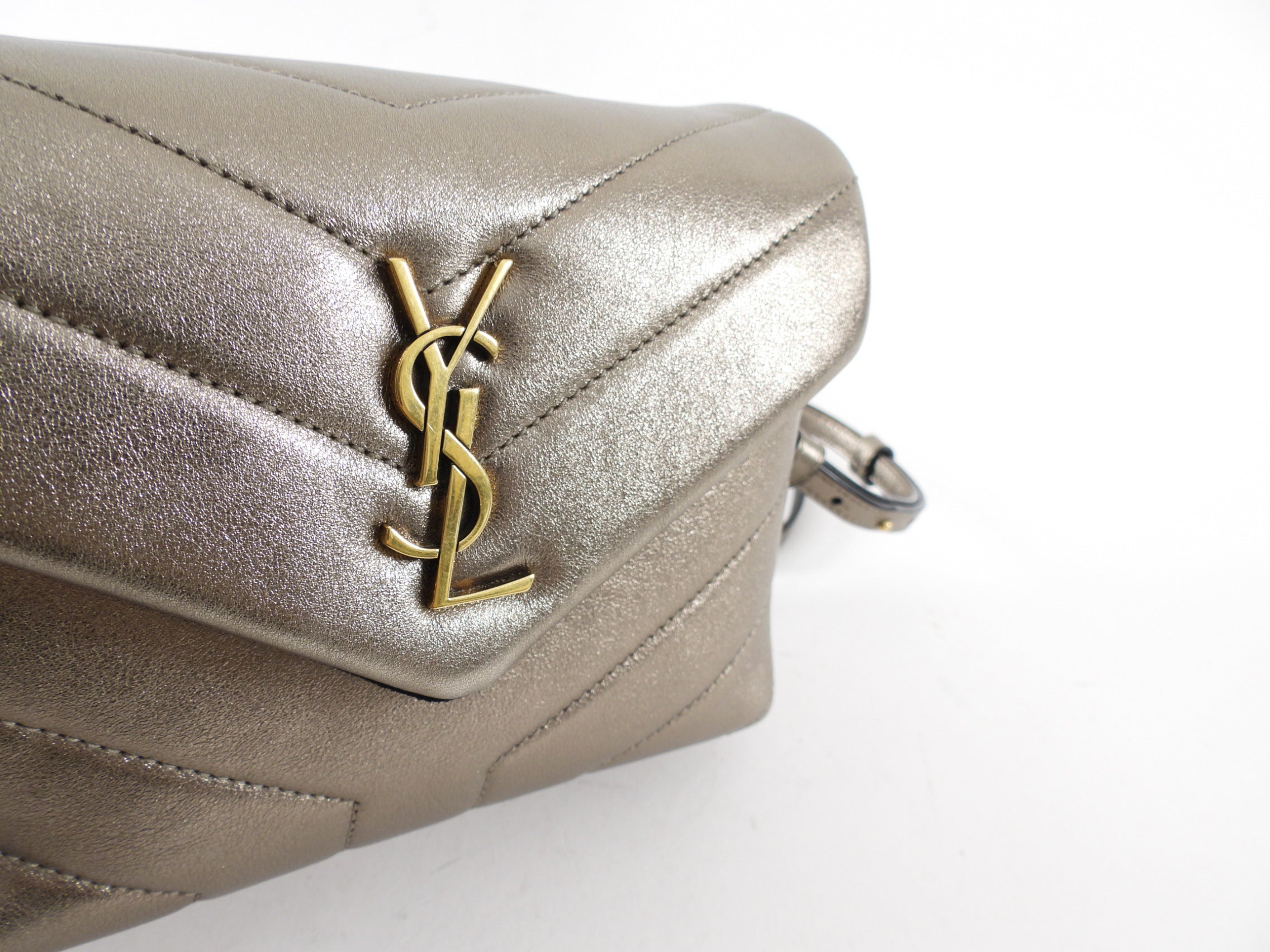 Saint Laurent Lou Lou Toy Metallic Pewter Leather Bag