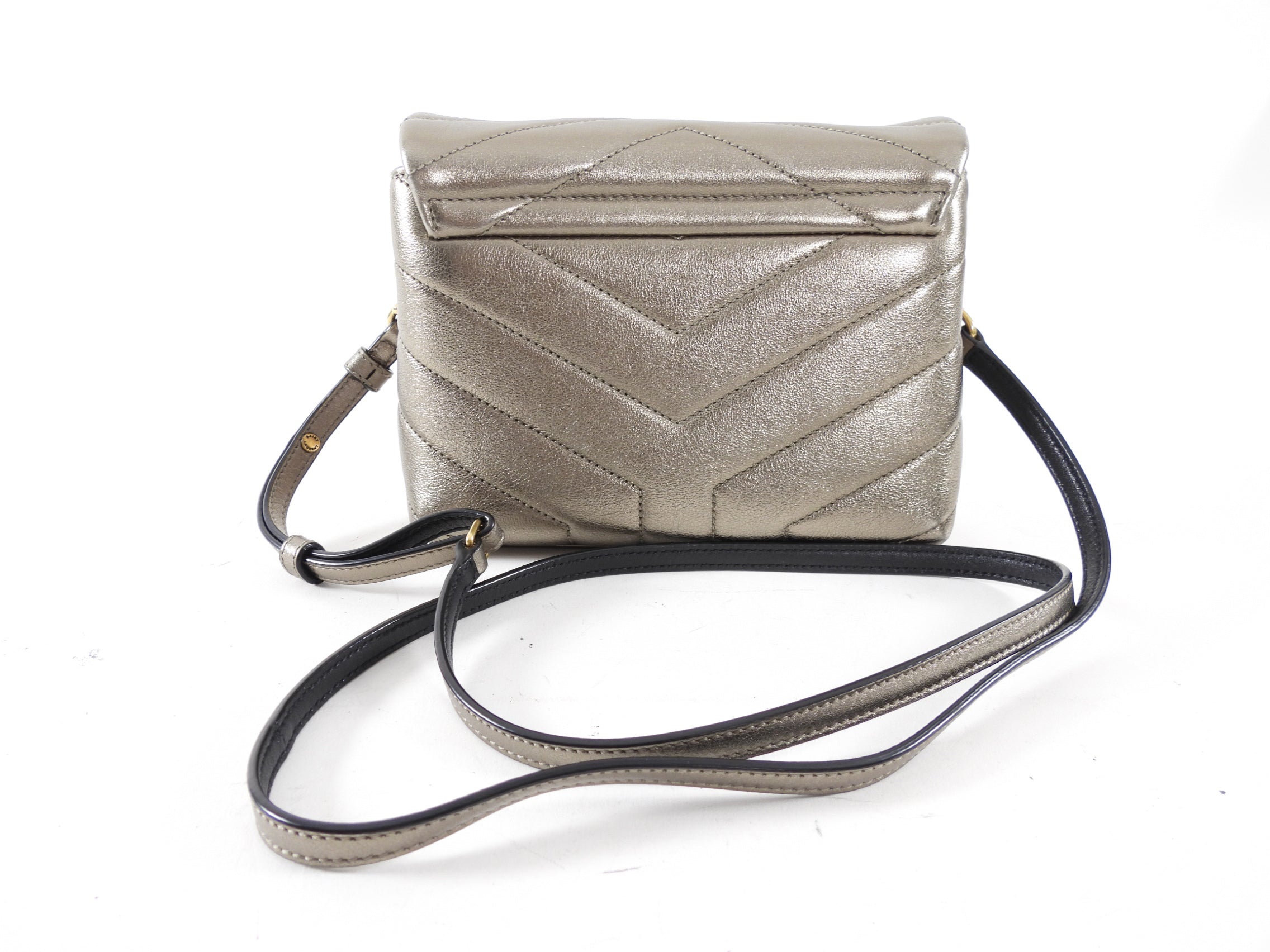 Saint Laurent Lou Lou Toy Metallic Pewter Leather Bag