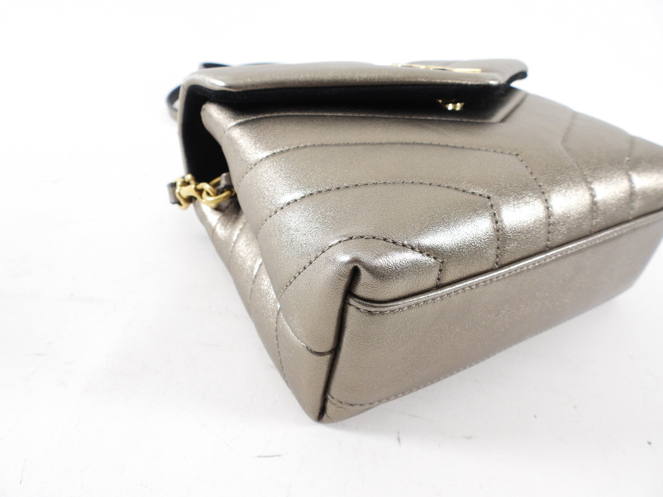 Saint Laurent Lou Lou Toy Metallic Pewter Leather Bag