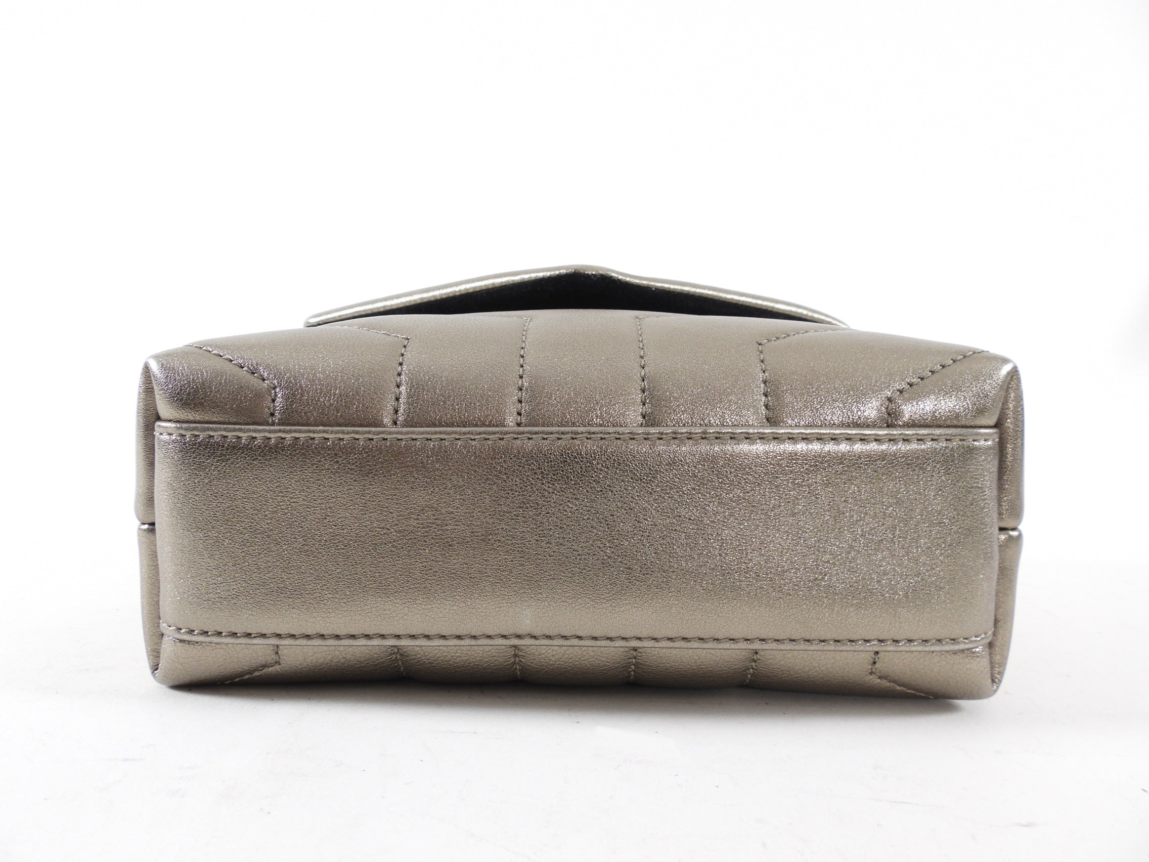 Saint Laurent Lou Lou Toy Metallic Pewter Leather Bag