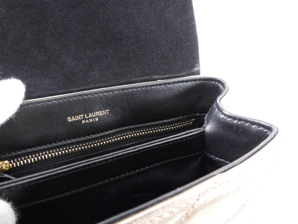 Saint Laurent Lou Lou Toy Metallic Pewter Leather Bag