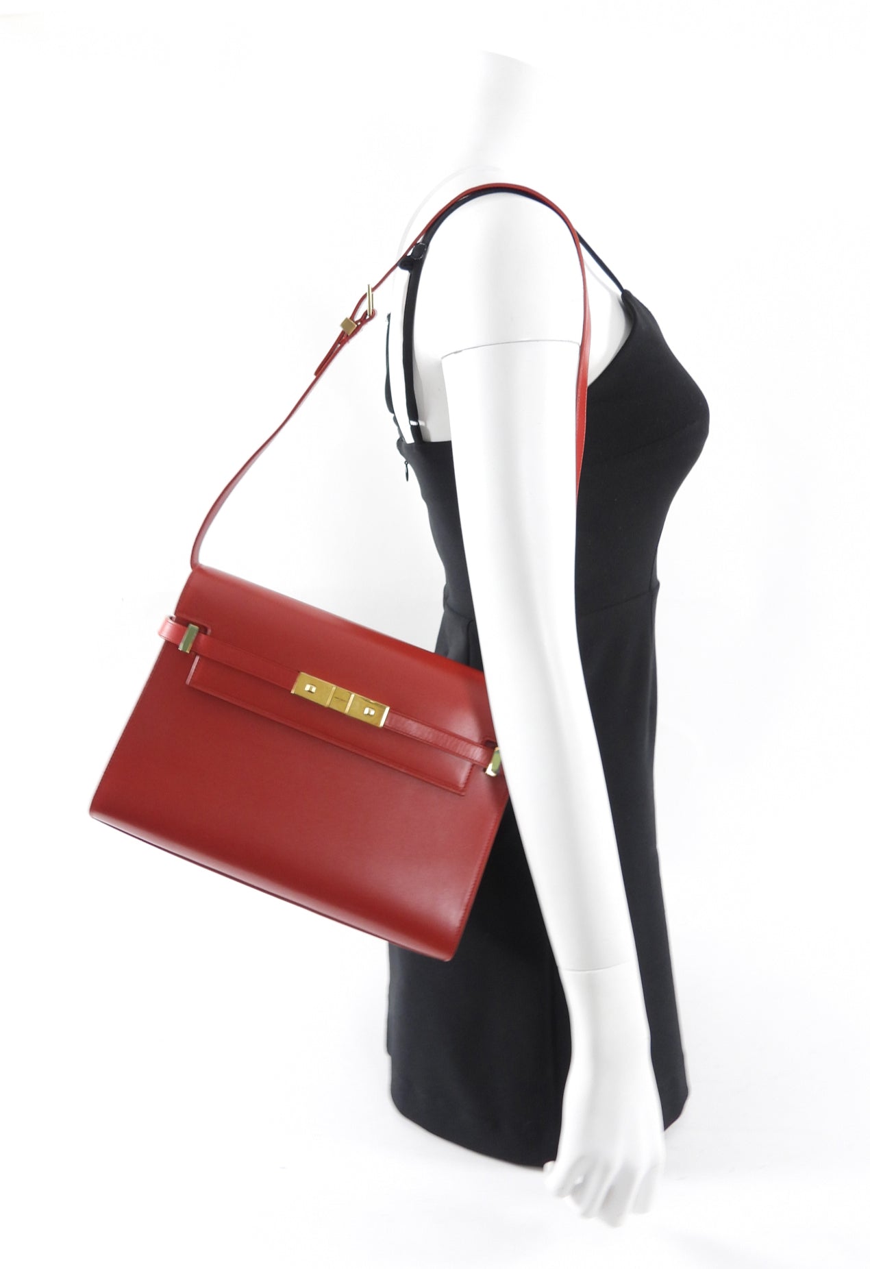 Saint Laurent Red Box Leather Manhattan Bag