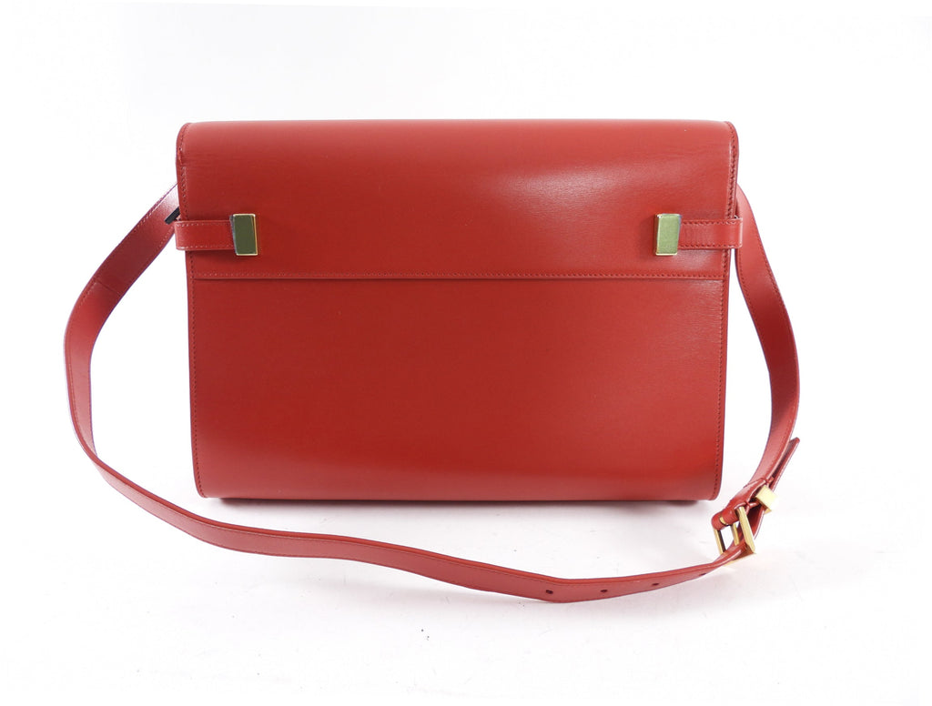 Saint Laurent Red Box Leather Manhattan Bag