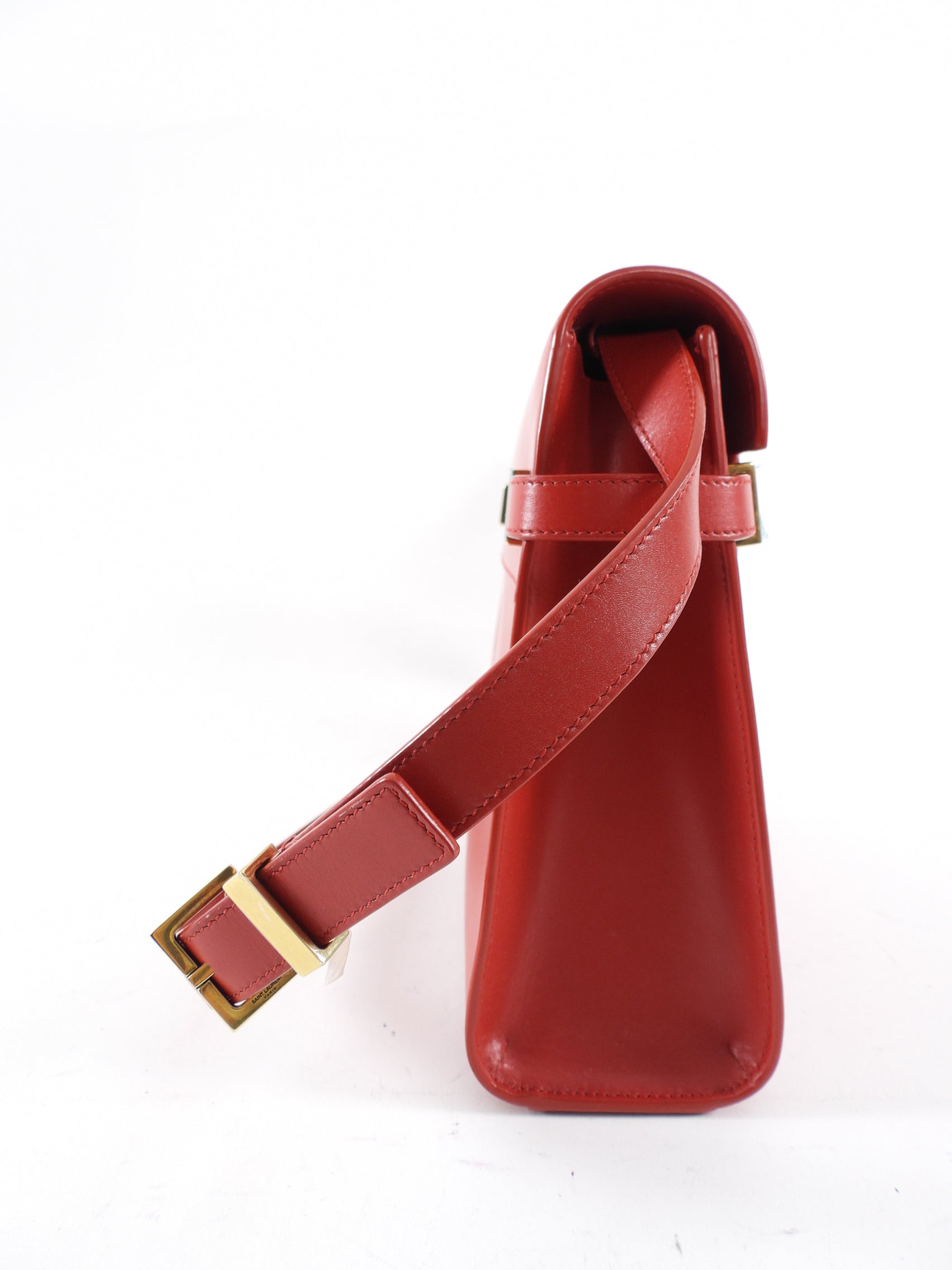 Saint Laurent Red Box Leather Manhattan Bag