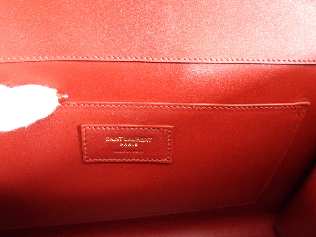 Saint Laurent Red Box Leather Manhattan Bag