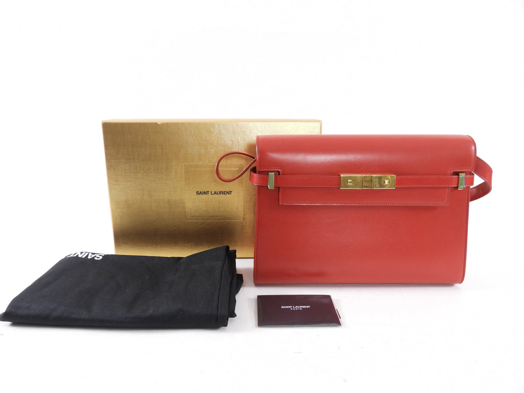 Saint Laurent Red Box Leather Manhattan Bag
