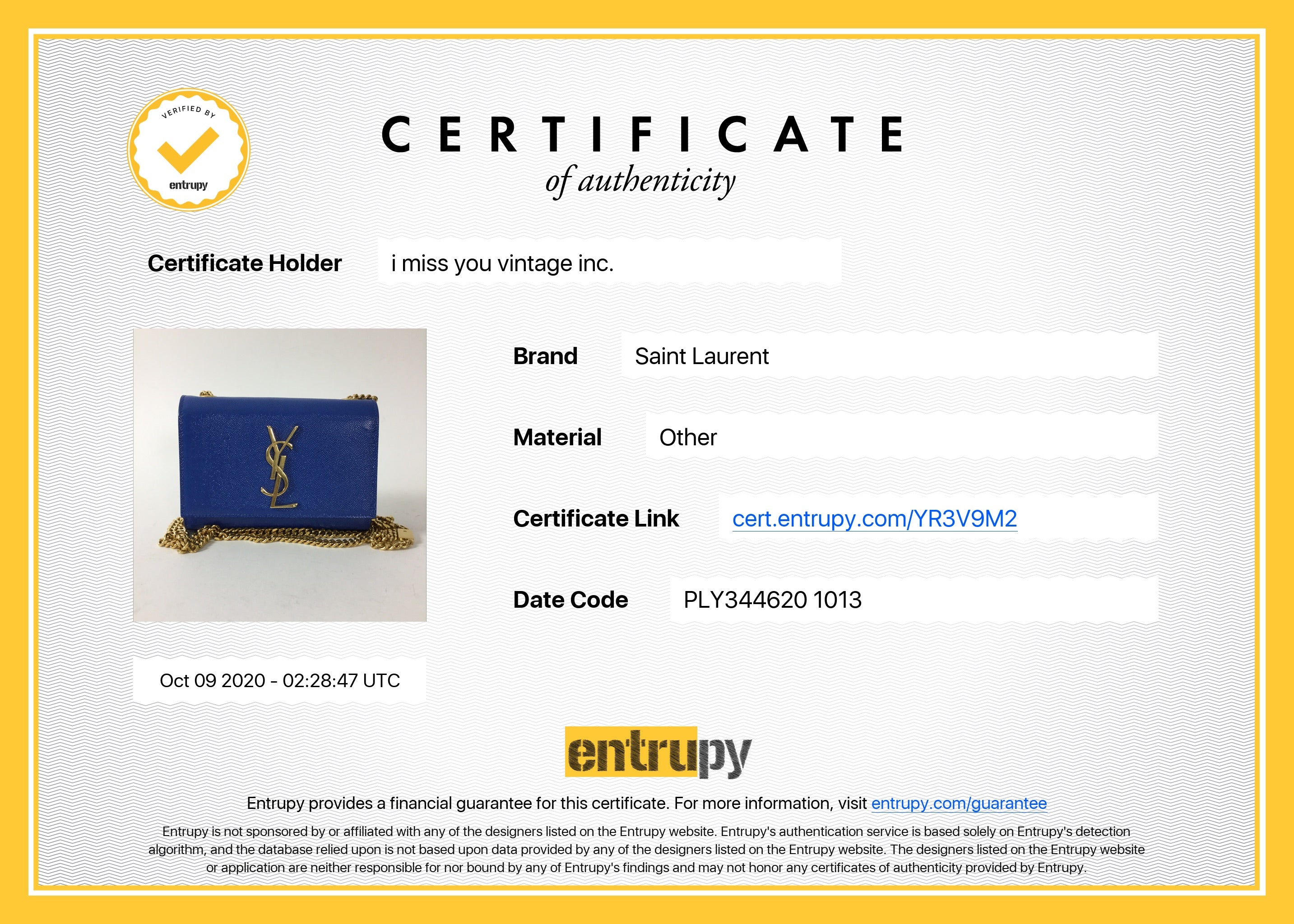 Saint Laurent Blue and Gold Mini Kate Crossbody Bag