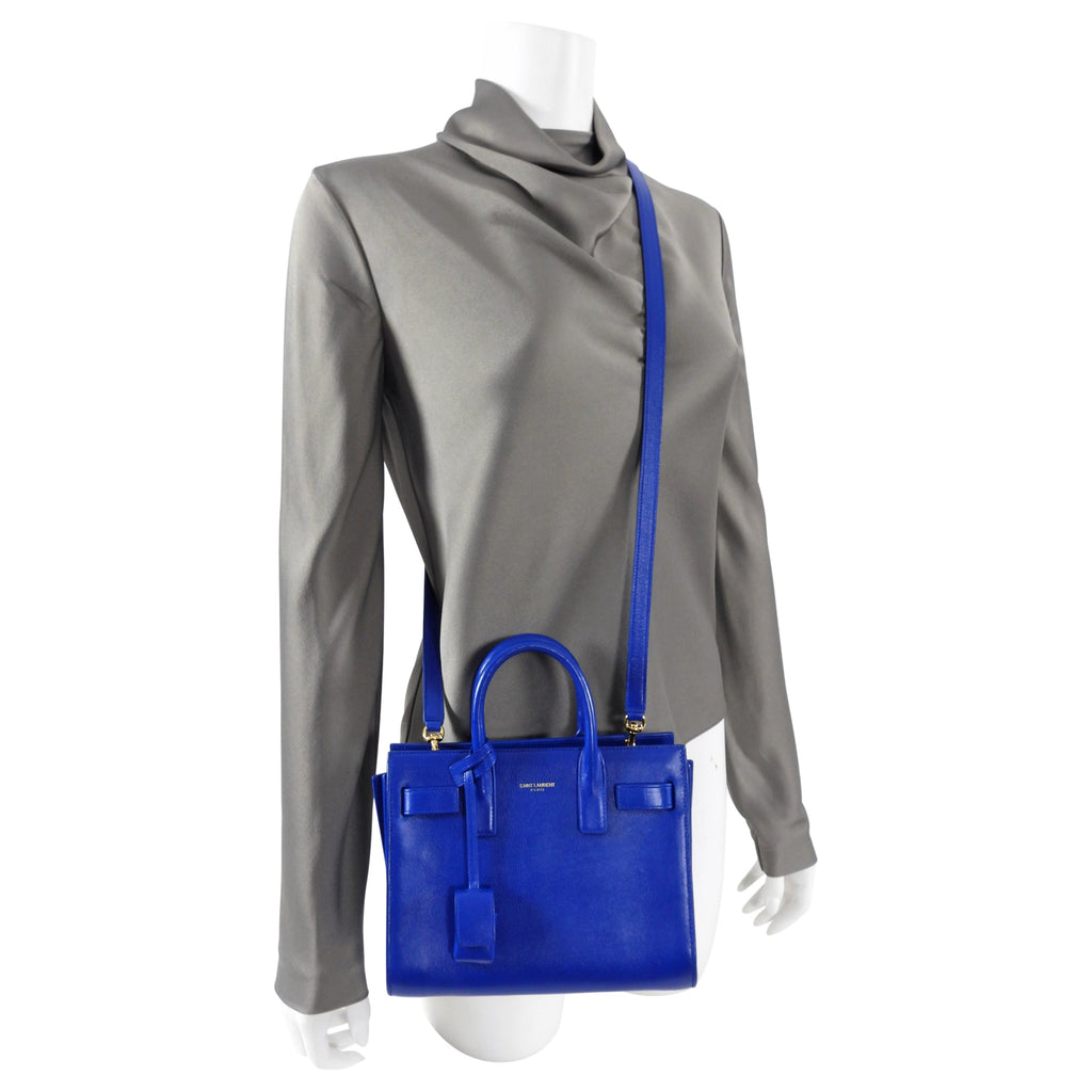 Saint Laurent Sac de Jour Nano Cobalt Blue Two-Way Bag