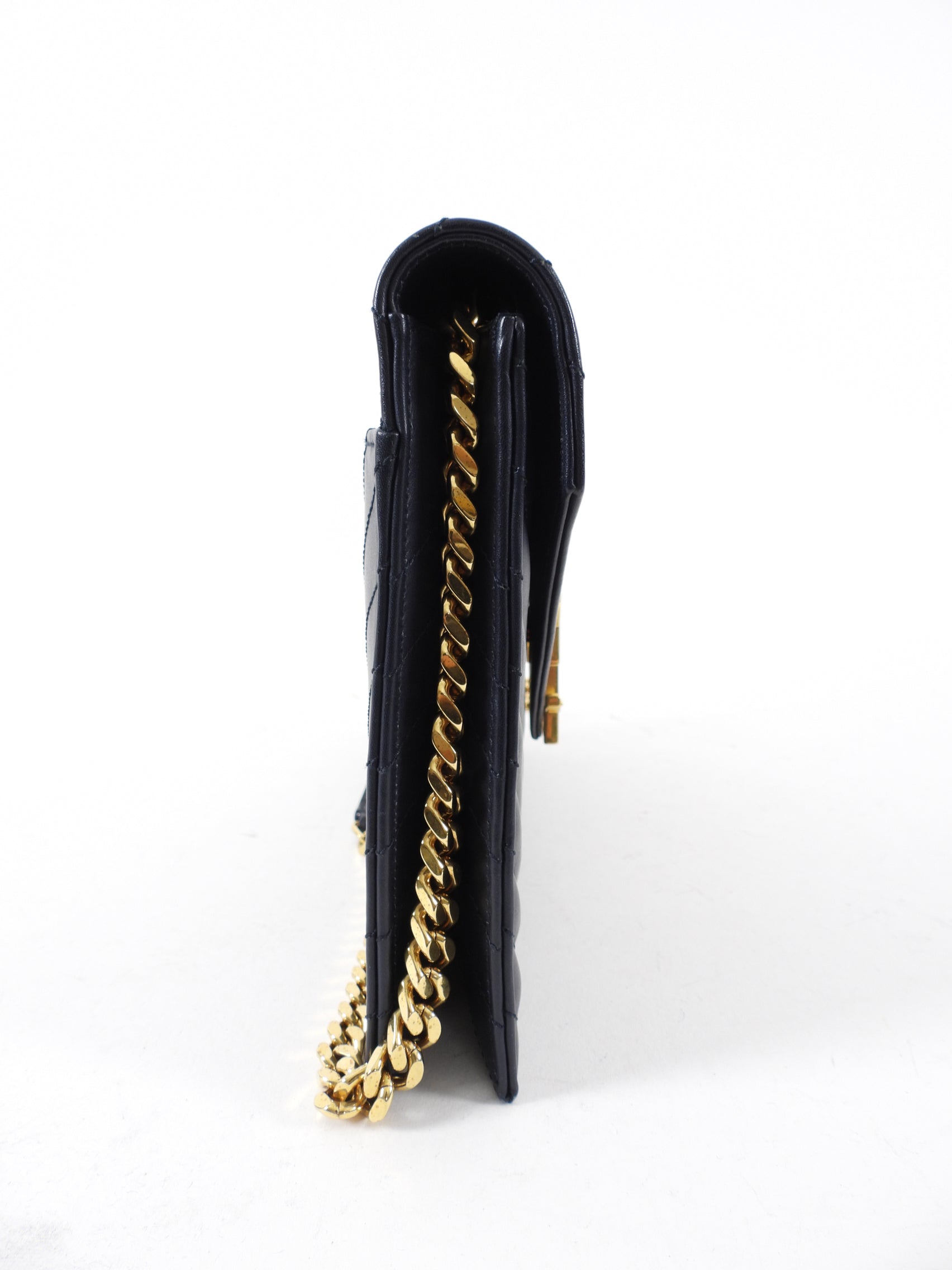 Saint Laurent Midnight Navy Chevron Medium Envelope Chain Bag