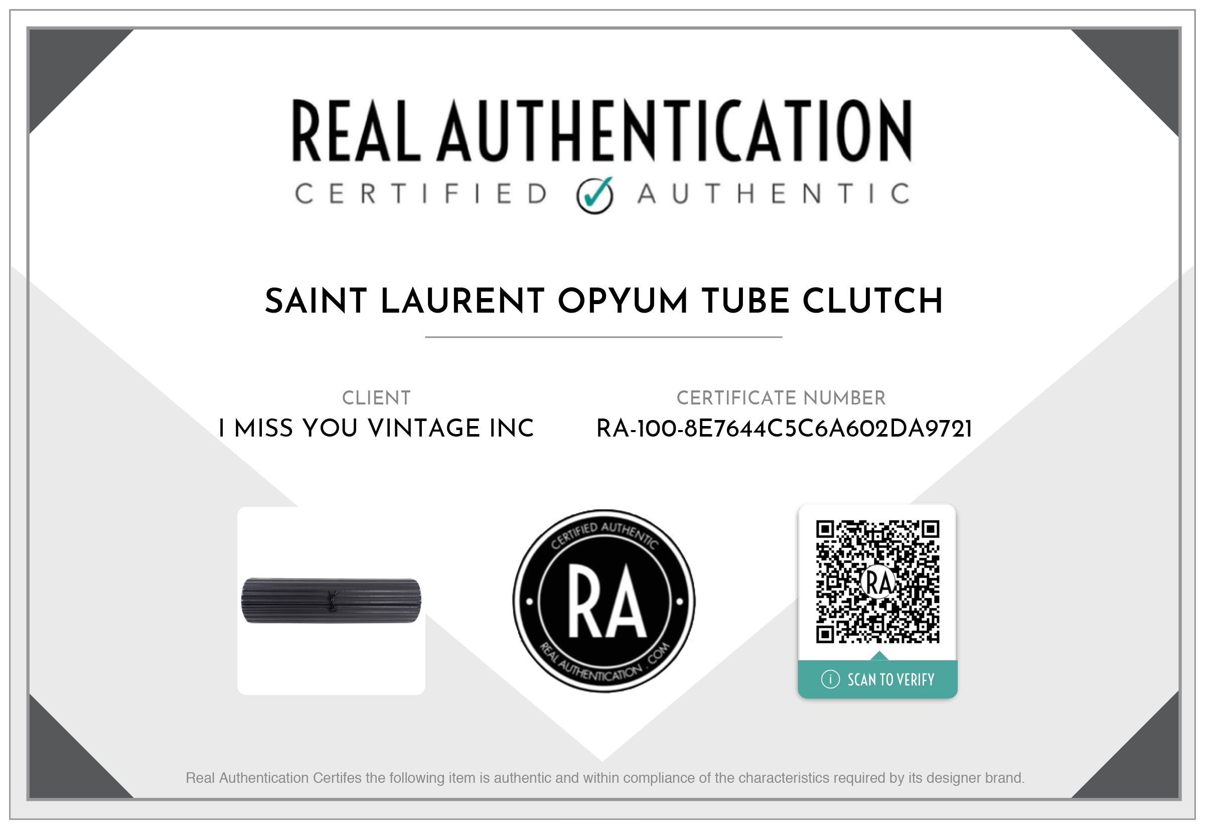 Saint Laurent Black Opyum Long Tube Evening Clutch Bag