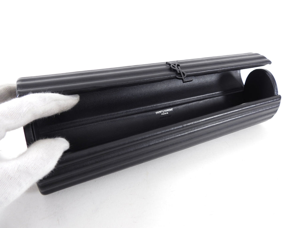 Saint Laurent Black Opyum Long Tube Evening Clutch Bag
