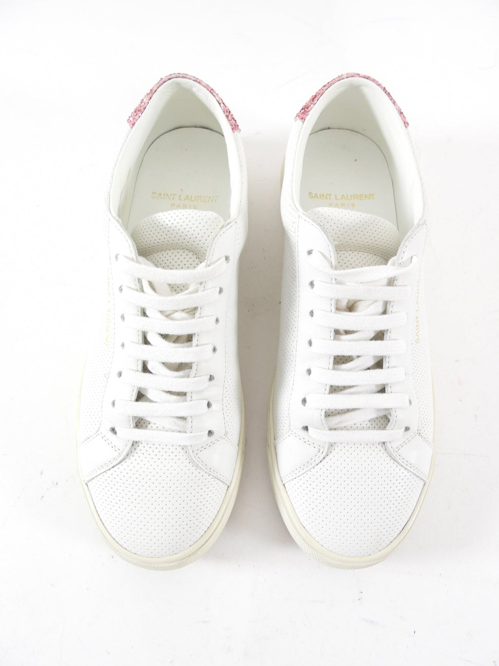 Saint Laurent White Leather Perforated Low Sneaker - 36