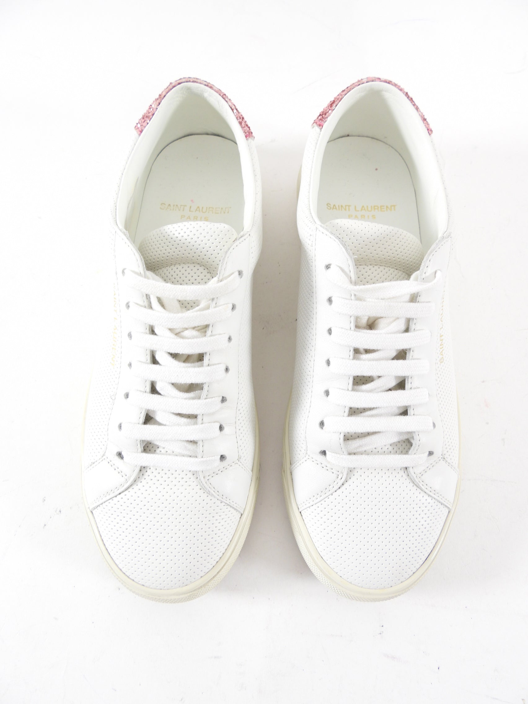 Saint Laurent White Leather Perforated Low Sneaker - 36