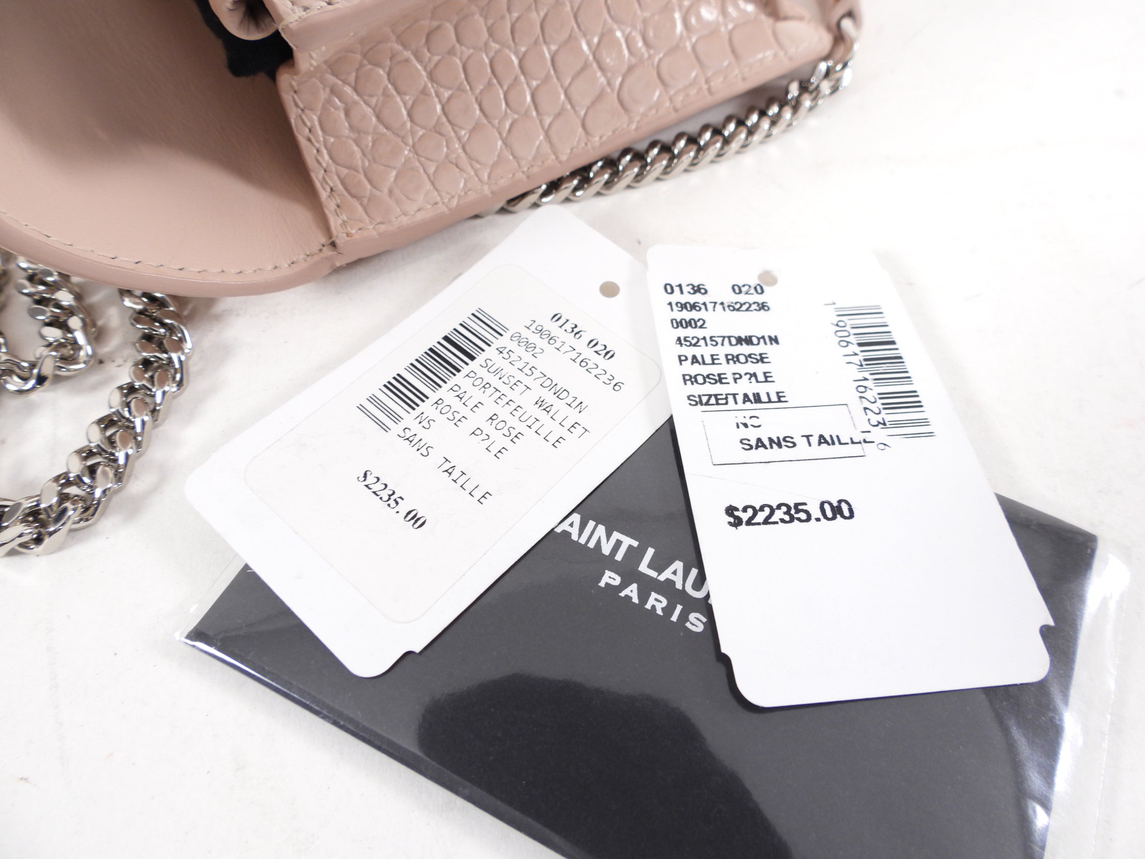 Saint Laurent Pink Croc Embossed Leather Mini Sunset Crossbody Bag
