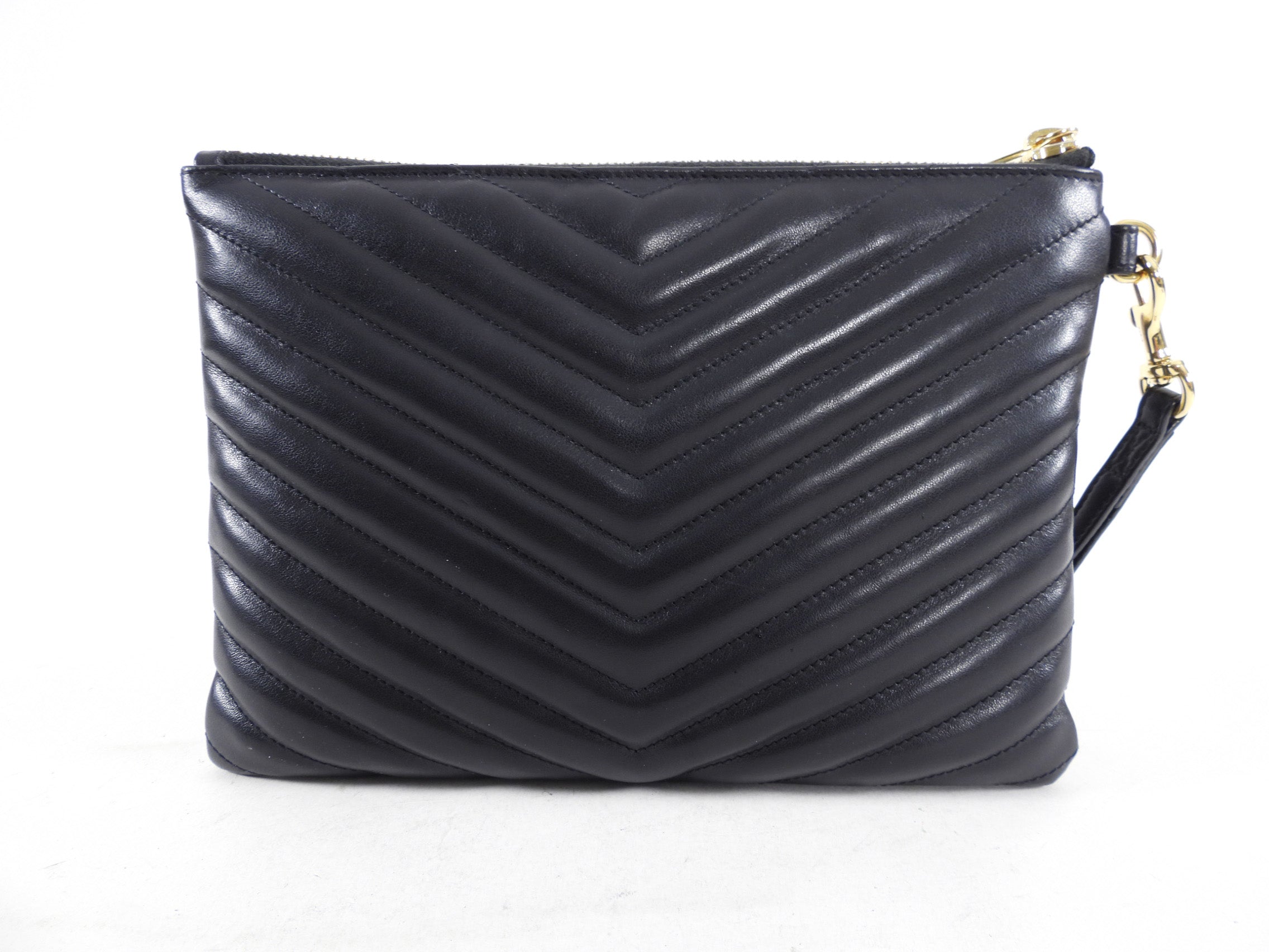 Saint Laurent Small New Jolie Leather Quilted Logo Pouch