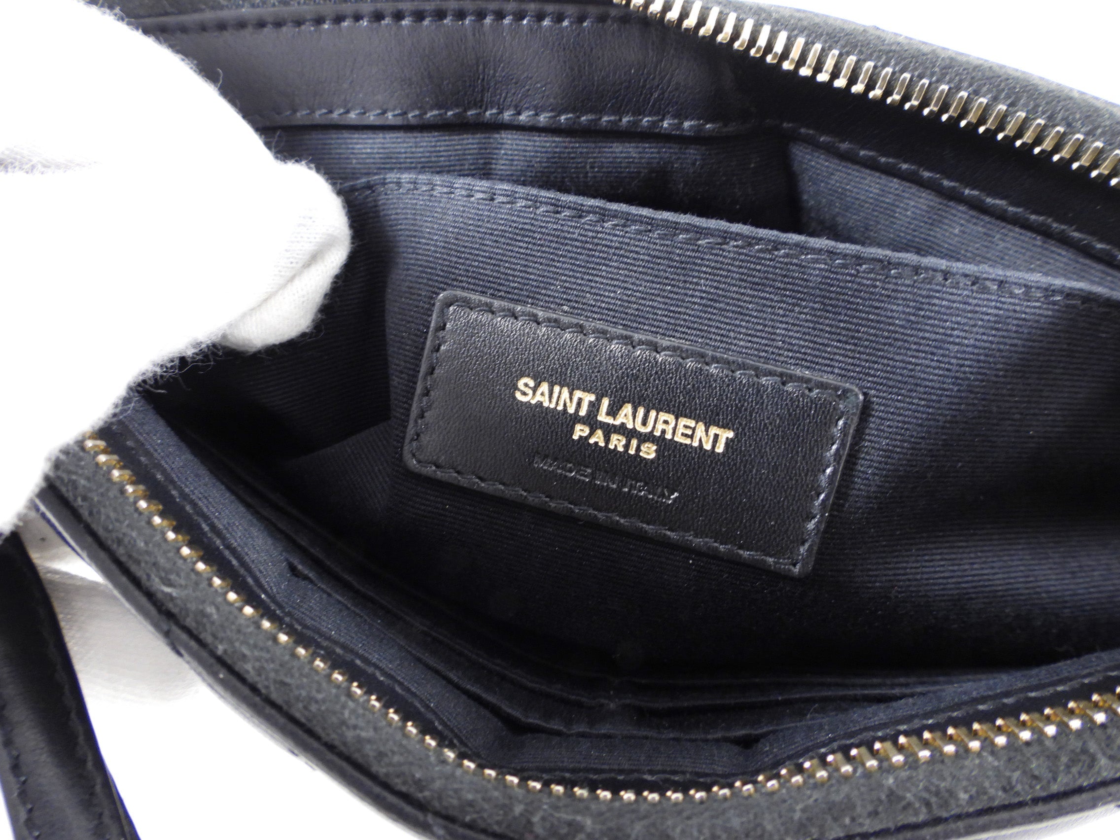 Saint Laurent Small New Jolie Leather Quilted Logo Pouch