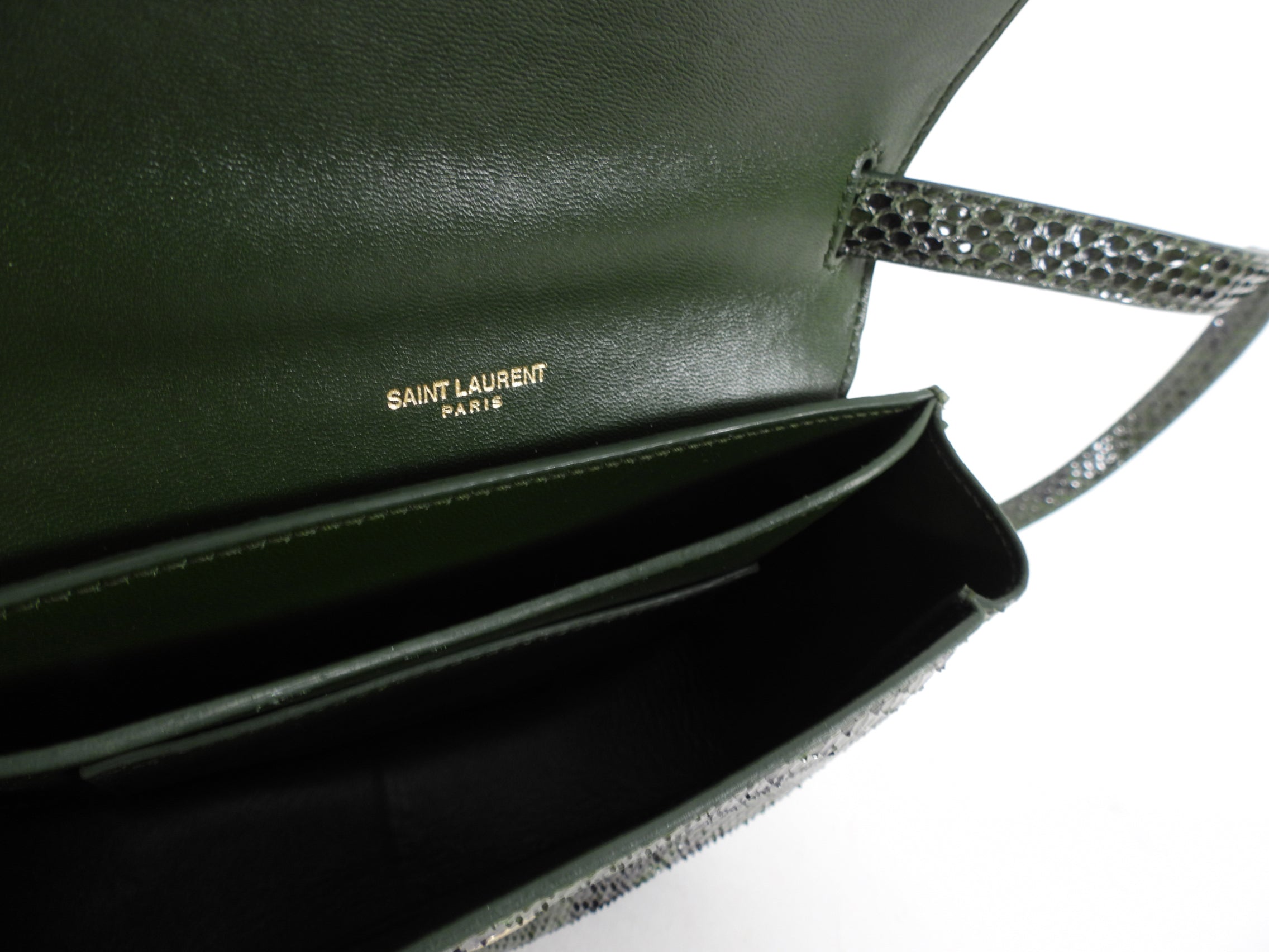 Saint Laurent Green Python Small Kaia Crossbody Bag