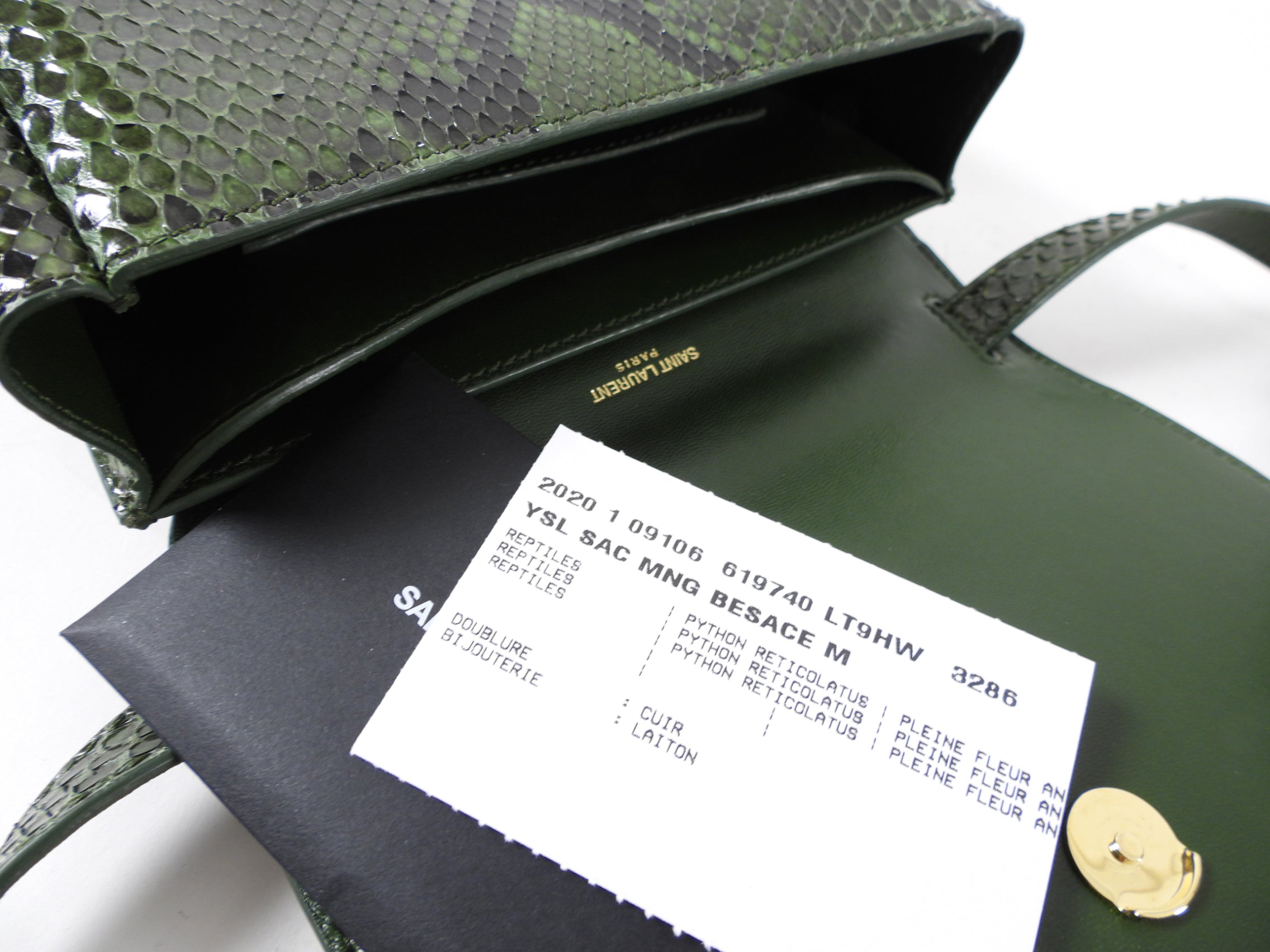 Saint Laurent Green Python Small Kaia Crossbody Bag