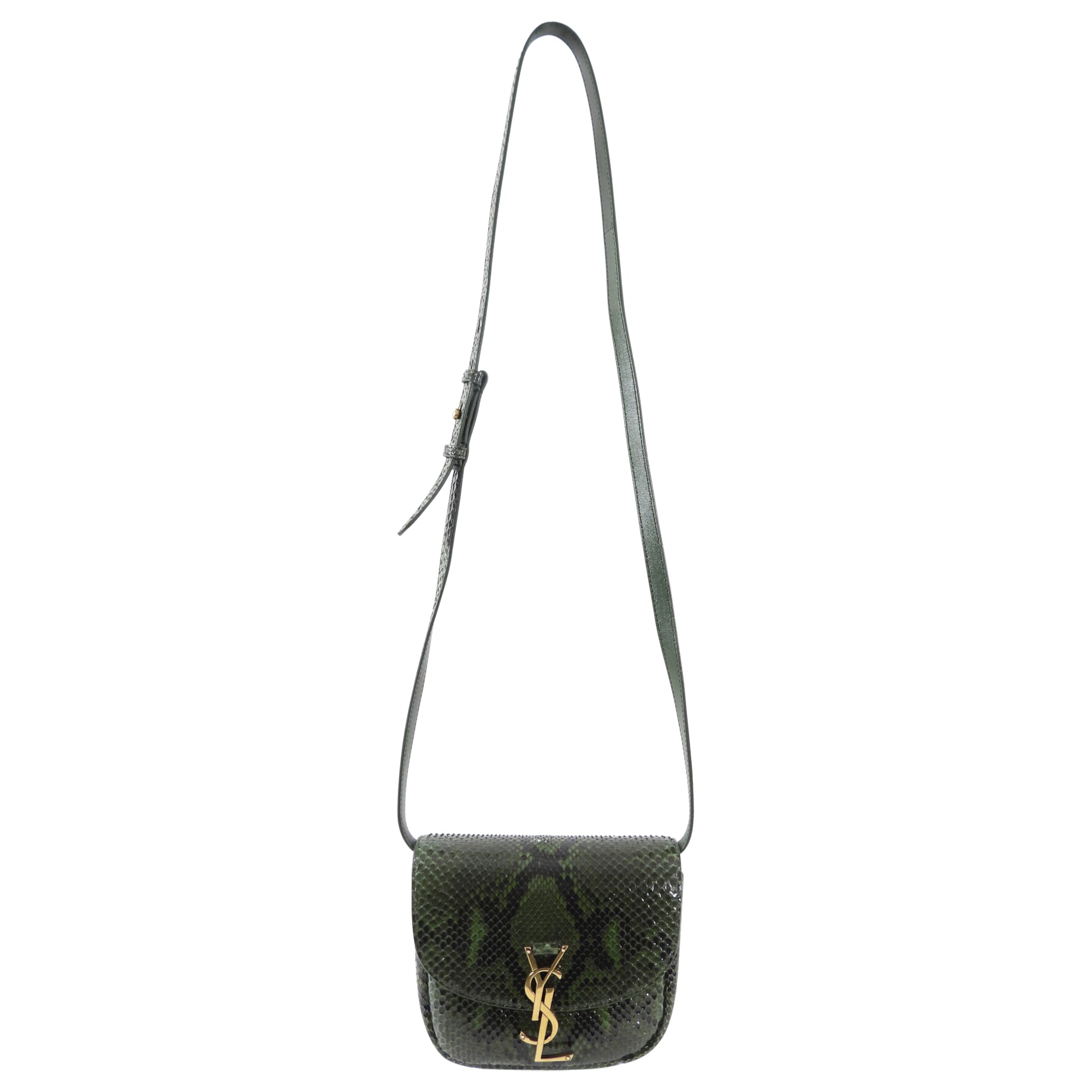 Saint Laurent Green Python Small Kaia Crossbody Bag