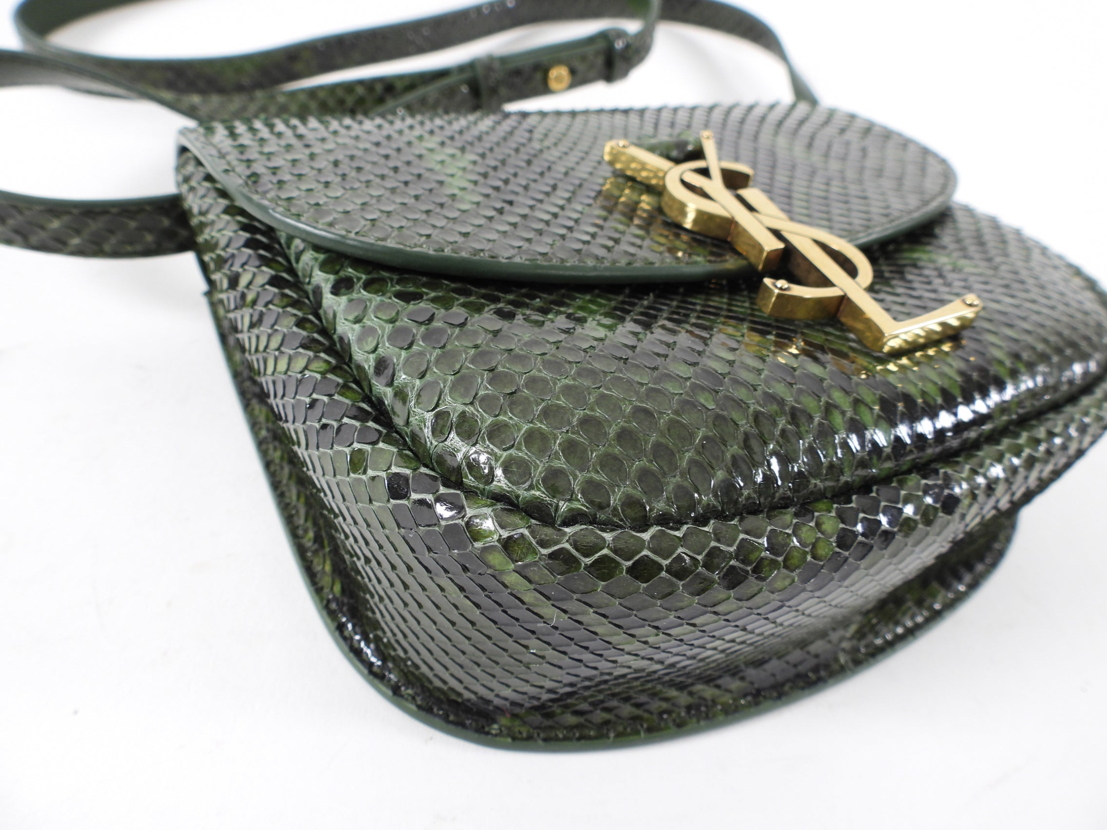 Saint Laurent Green Python Small Kaia Crossbody Bag