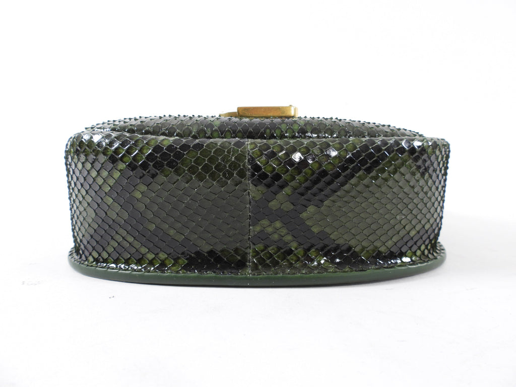 Saint Laurent Green Python Small Kaia Crossbody Bag