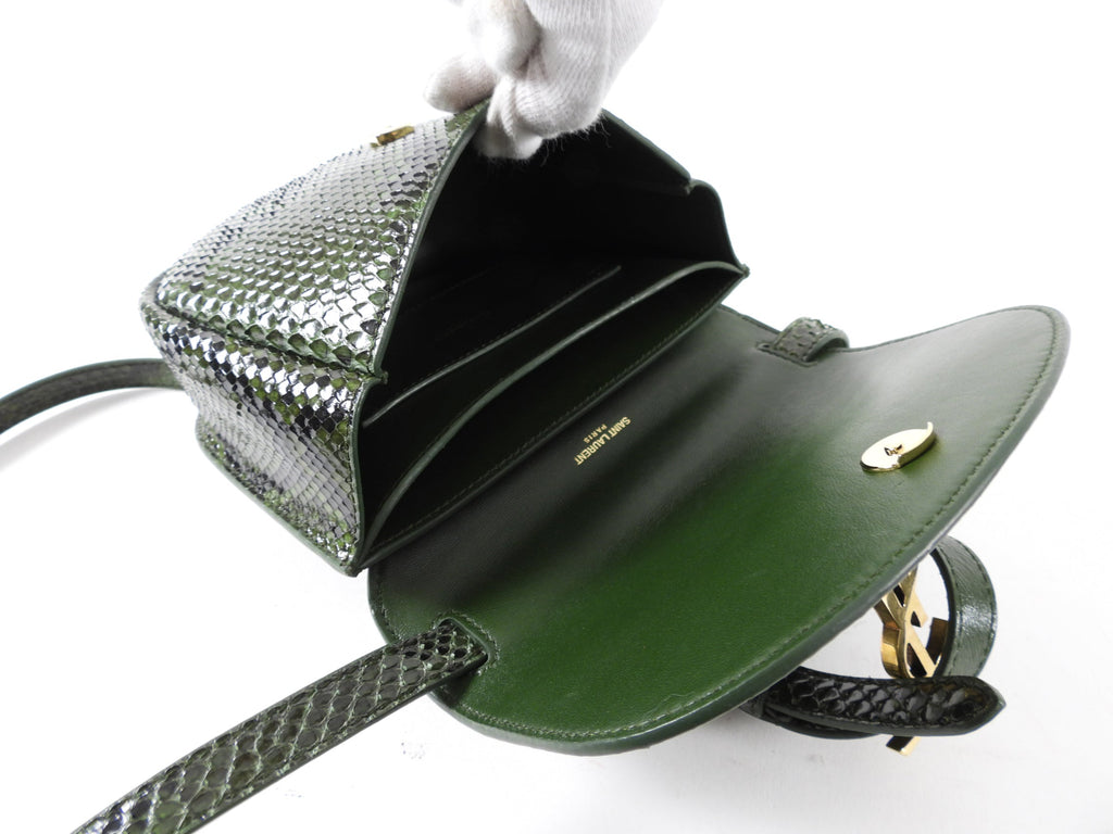Saint Laurent Green Python Small Kaia Crossbody Bag