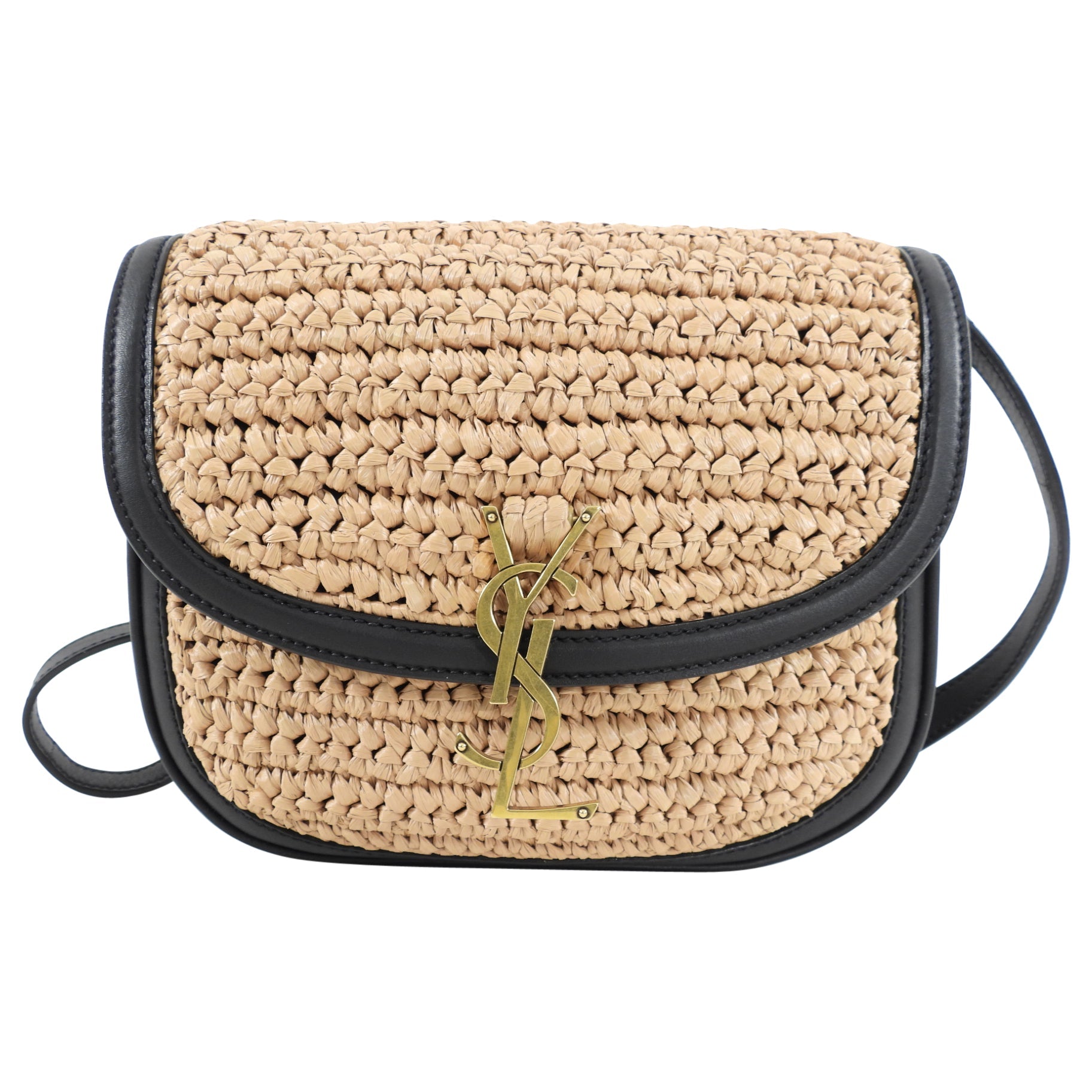 Saint Laurent Kaia Medium Raffia Satchel Bag