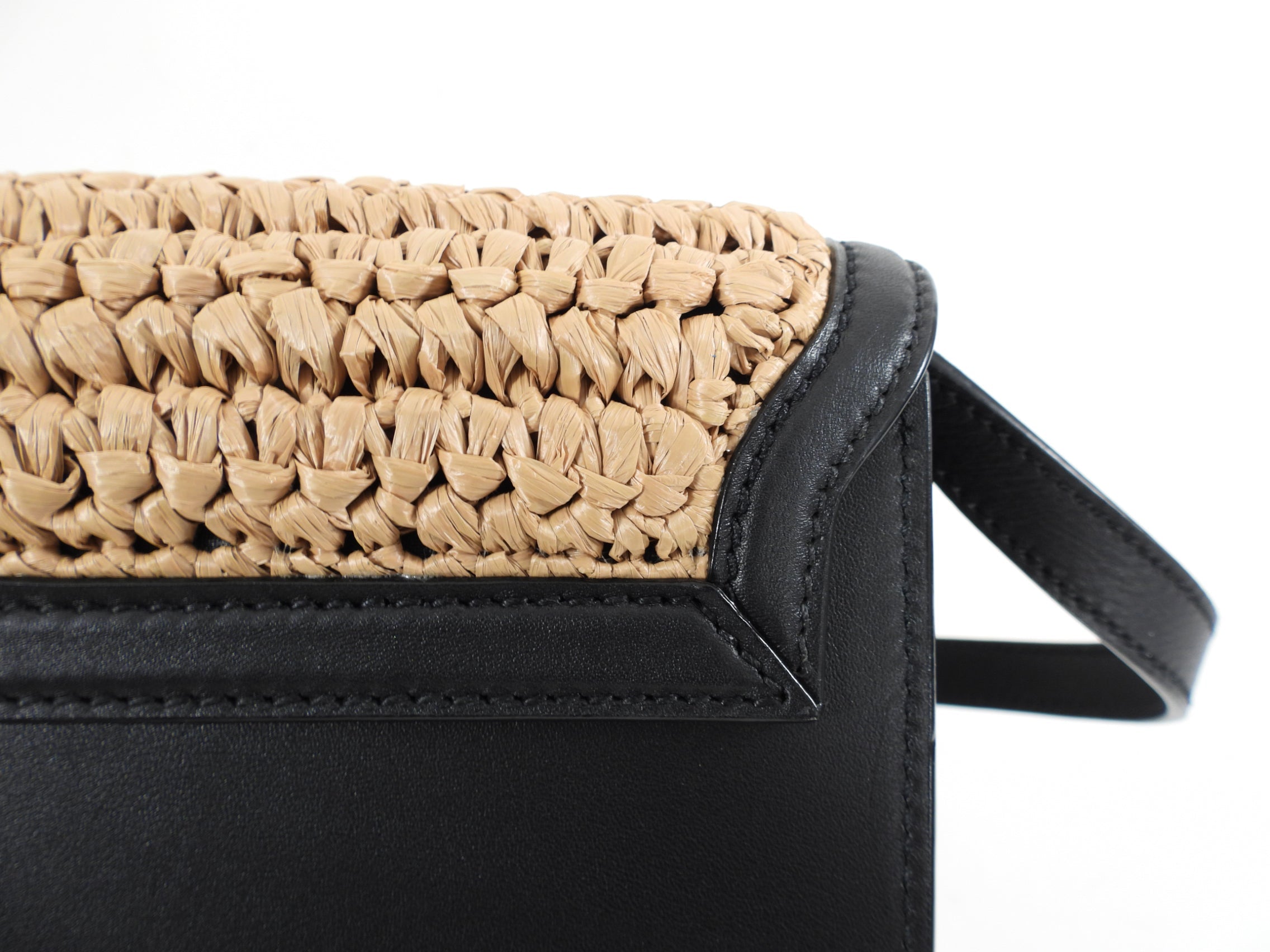 Saint Laurent Kaia Medium Raffia Satchel Bag