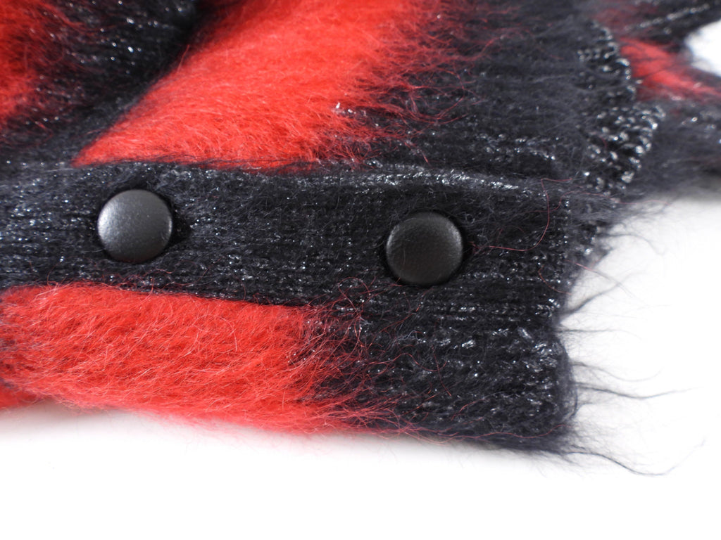 Saint Laurent Red and Black Stripe Mohair igan Sweater - XS / S