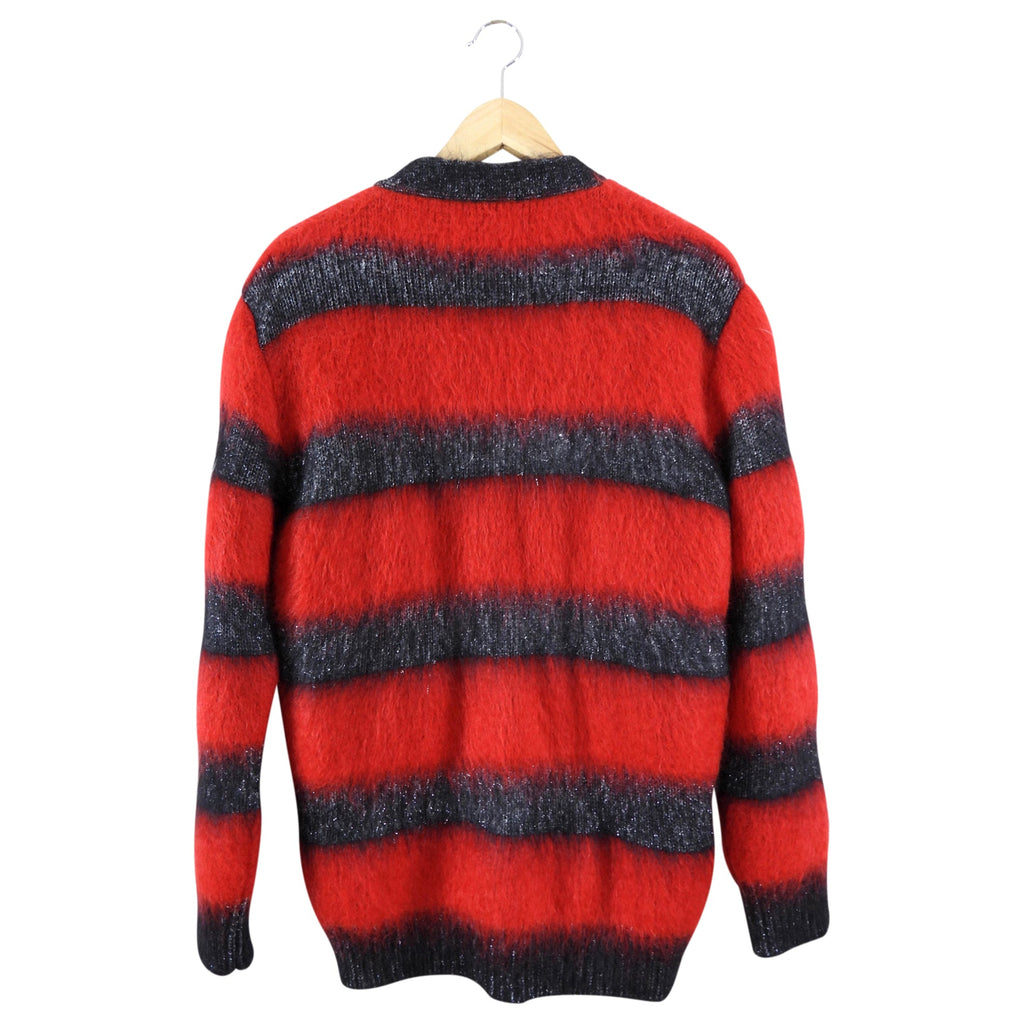 Saint Laurent Red and Black Stripe Mohair igan Sweater - XS / S