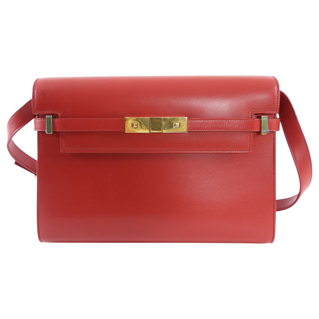 Saint Laurent Red Box Leather Manhattan Bag