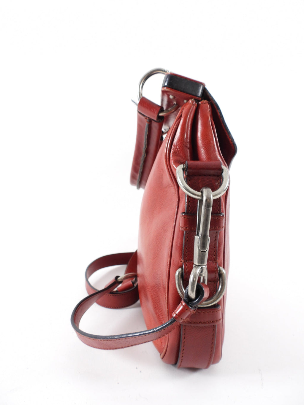 Saint Laurent Rive Gauche Red Mombasa Leather Top Handle Bag