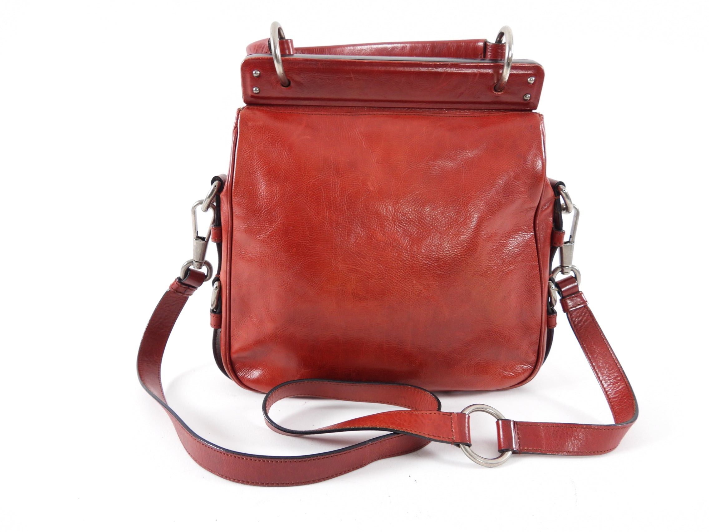 Saint Laurent Rive Gauche Red Mombasa Leather Top Handle Bag