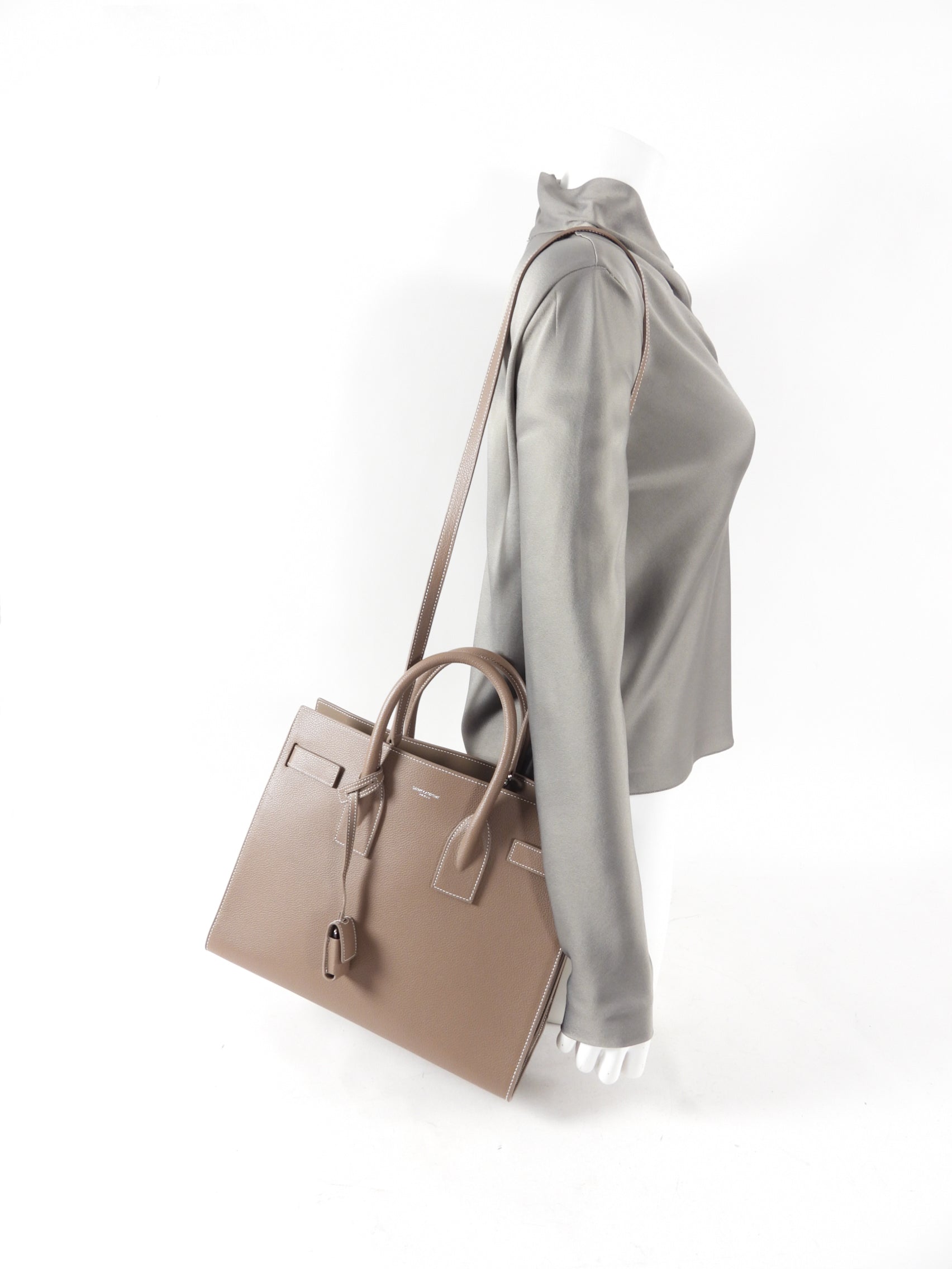 Saint Laurent Sac de Jour Small Taupe Two Way Bag