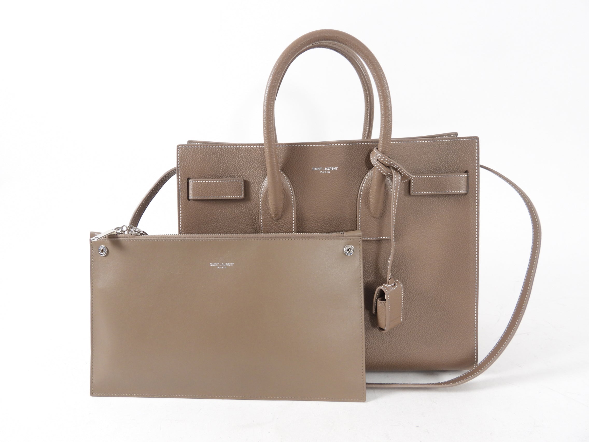 Saint Laurent Sac de Jour Small Taupe Two Way Bag