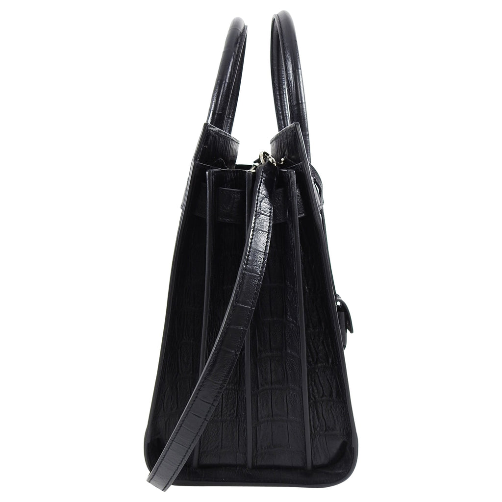 Saint Laurent Sac de Jour Croc Effect Black Small Tote Bag